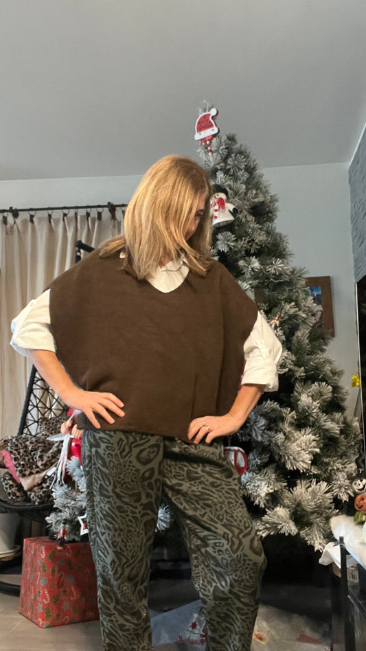 PANTALON KAKI/NOIR LEOPARD