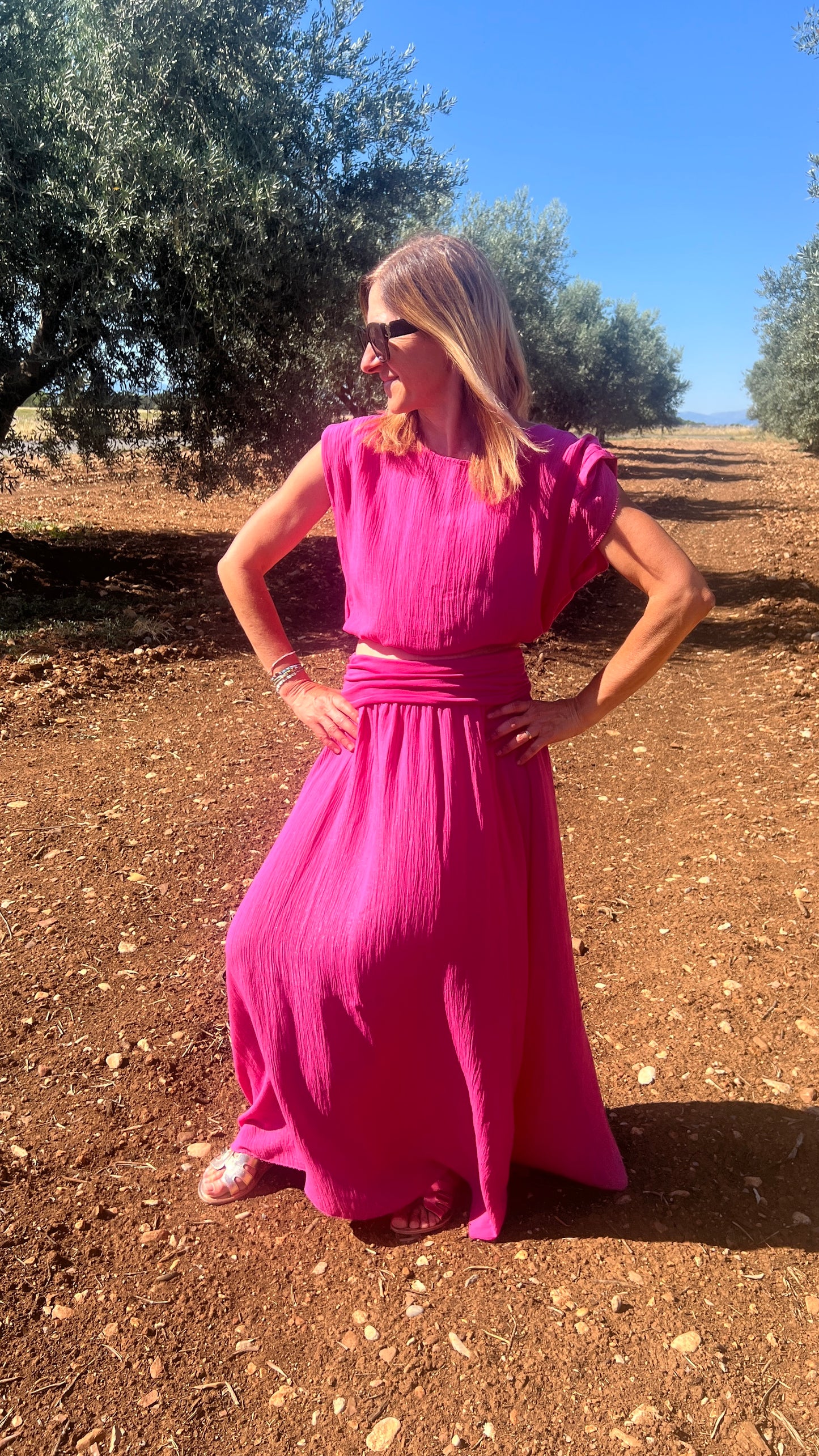 ENSEMBLE  ROSE FUCHSIA JUPE/TOP