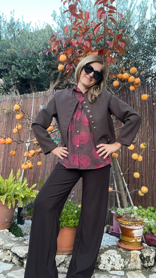 VESTE BOUTONNEE CHOCOLAT CLAIRE "CELESTE"