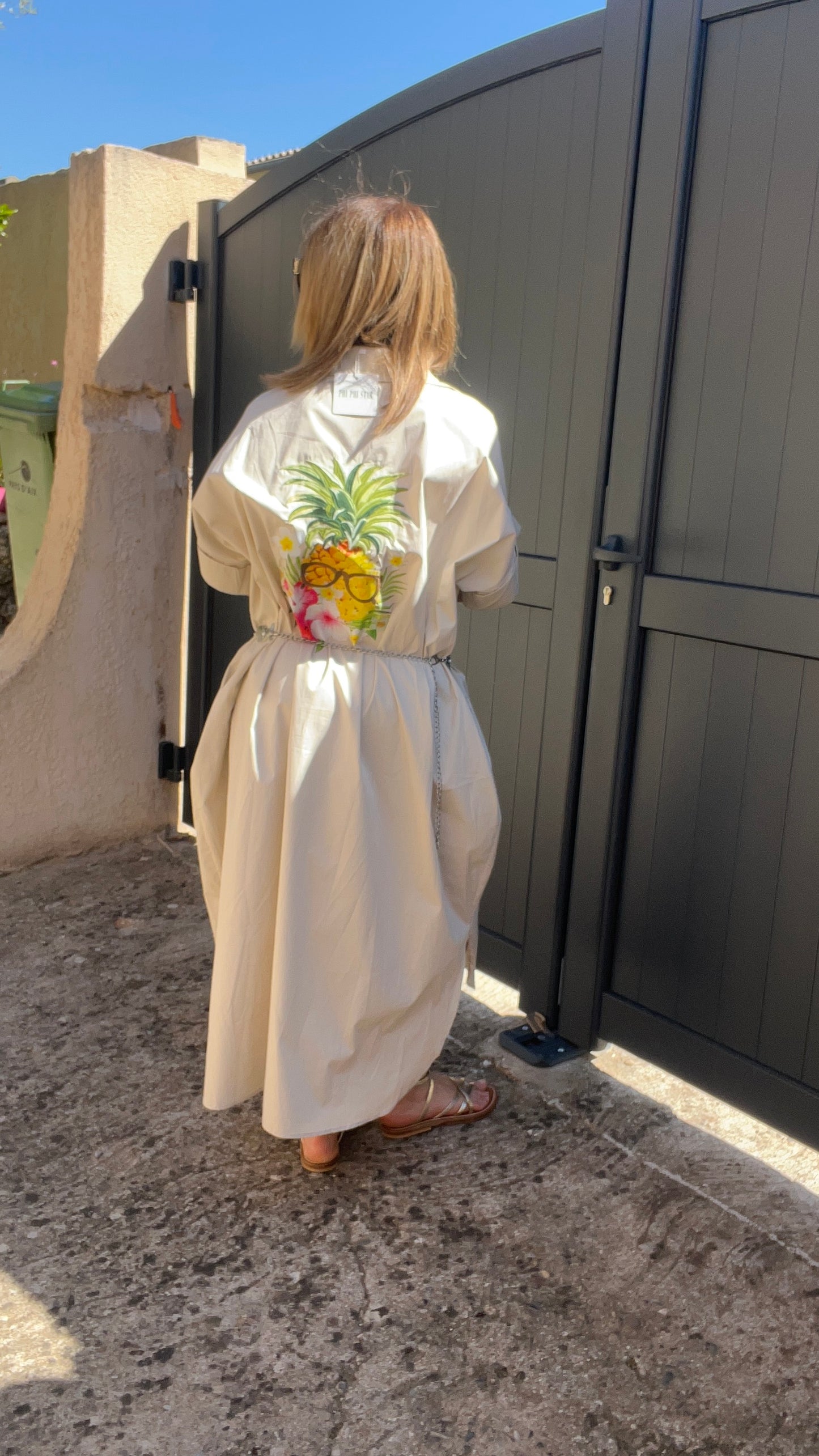 ROBE CHEMISE BEIGE LONGUE "ANANAS"