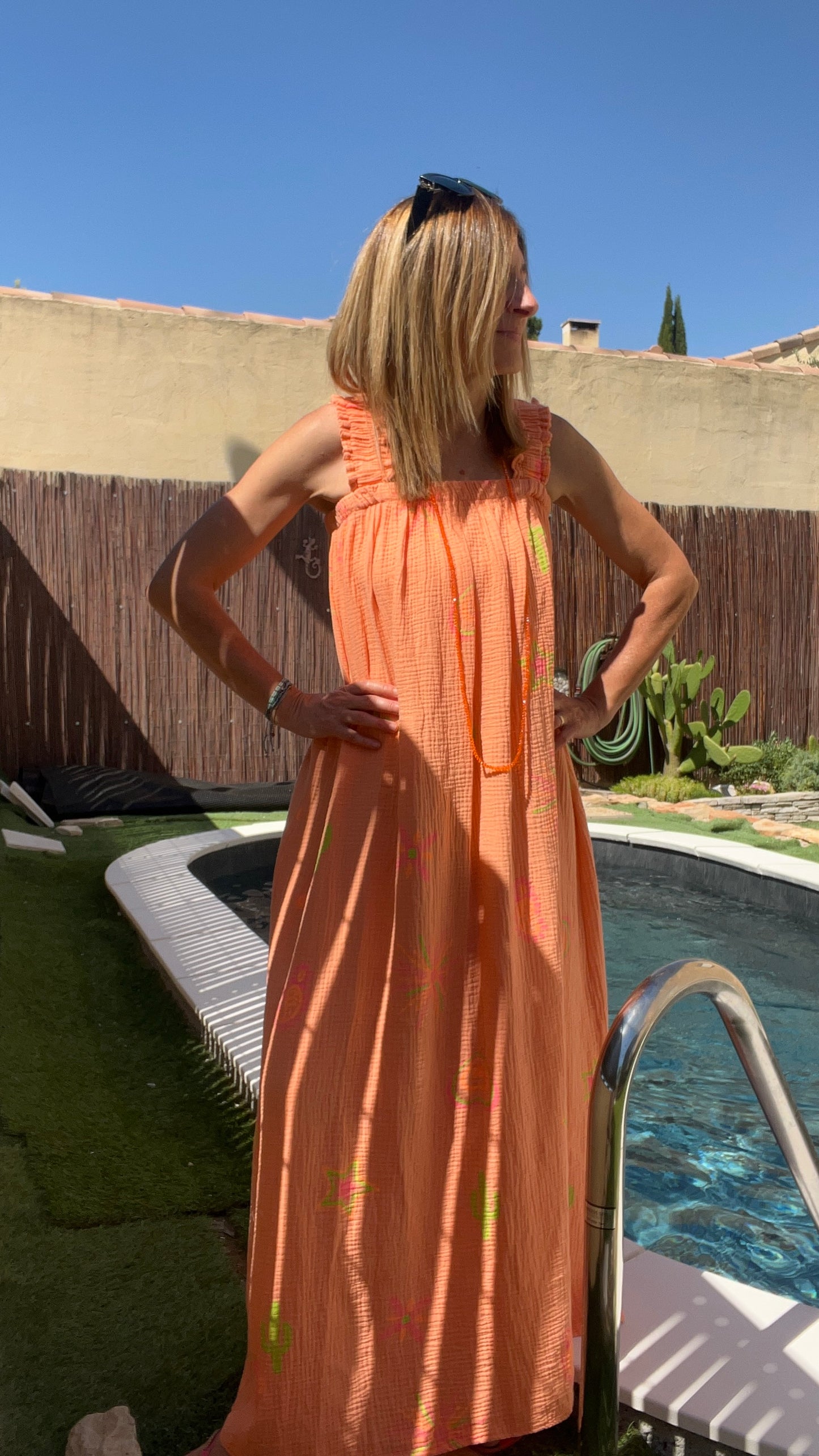 ROBE ORANGÉ GAZE DE COTON