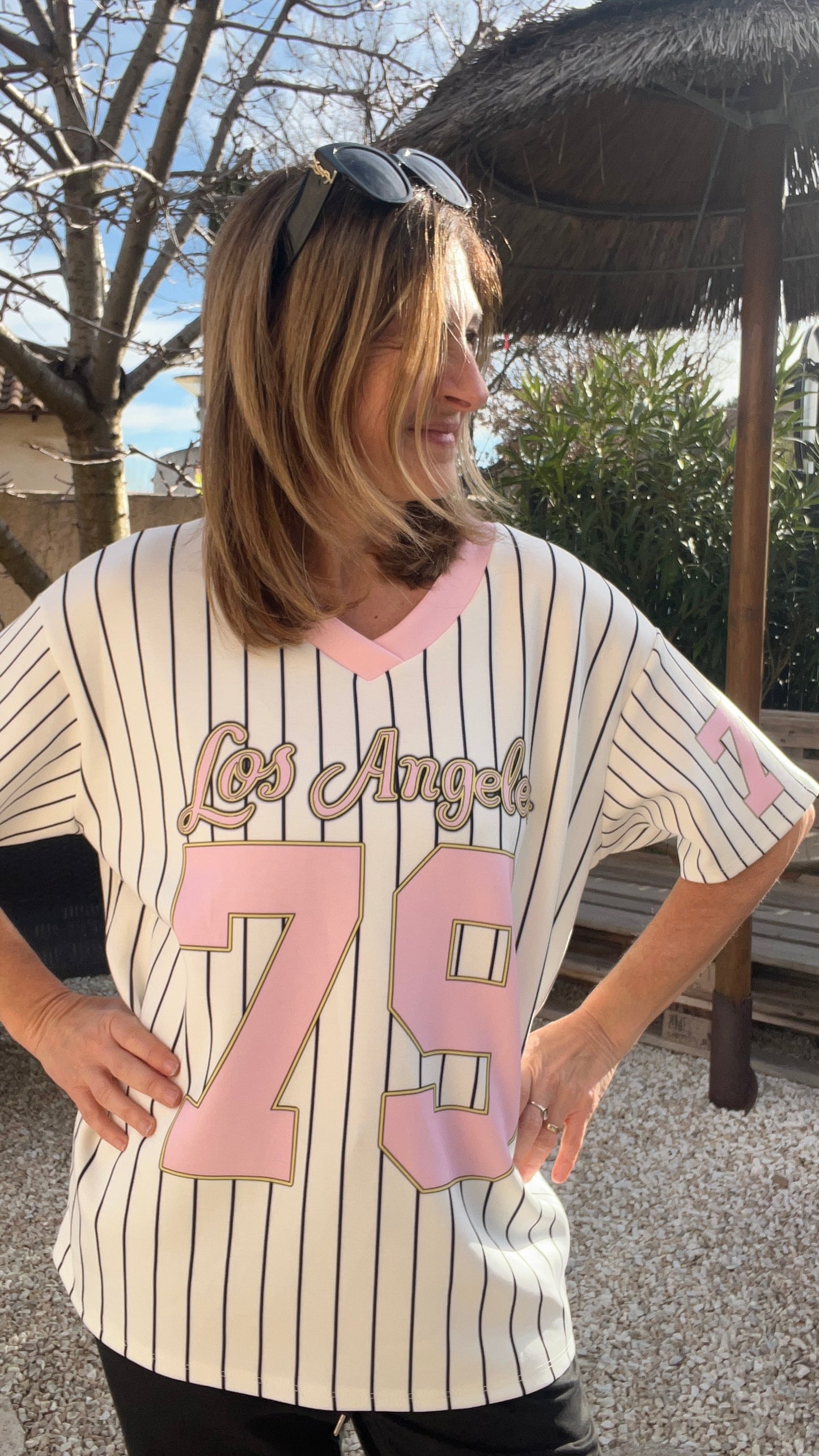 TEE-SHIRT BLANC/ROSE RAYE LOS ANGELES 79