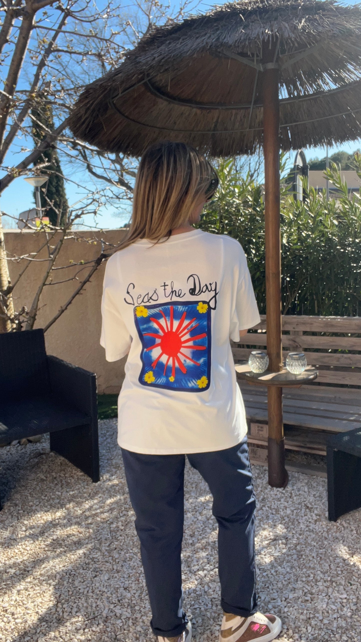 TEE-SHIRT BLANC SOLEIL SEAS THE DAY