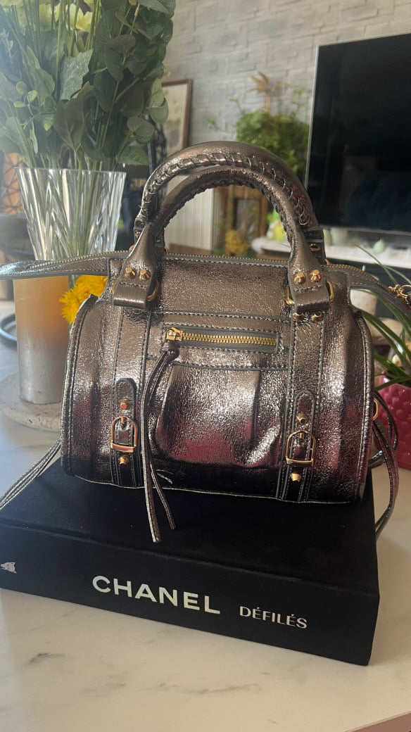 Sac gris argenté Similicuir "Bella"