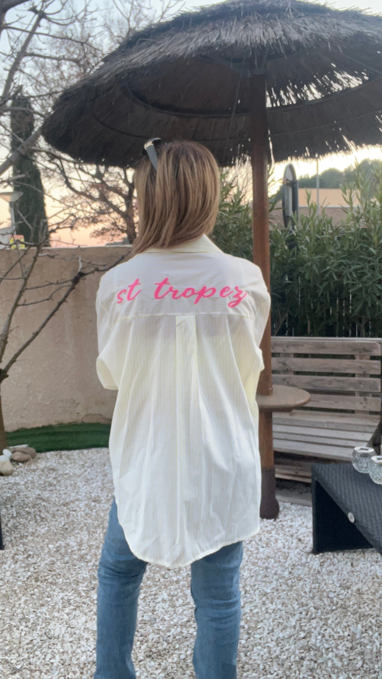 CHEMISIER RAYE JAUNE/BLANC "SAINT-TROPEZ"