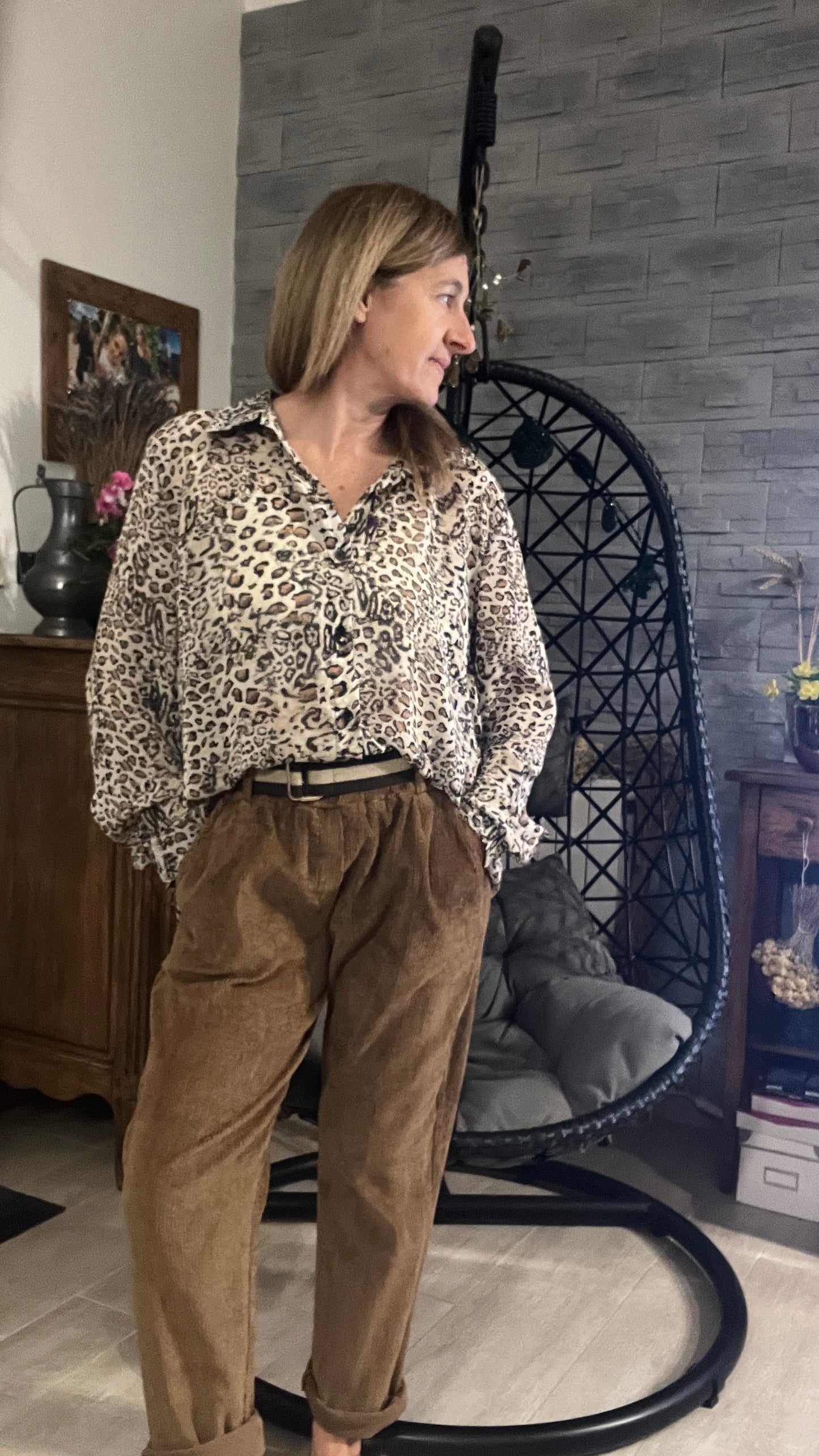 PANTALON VELOURS CAMEL