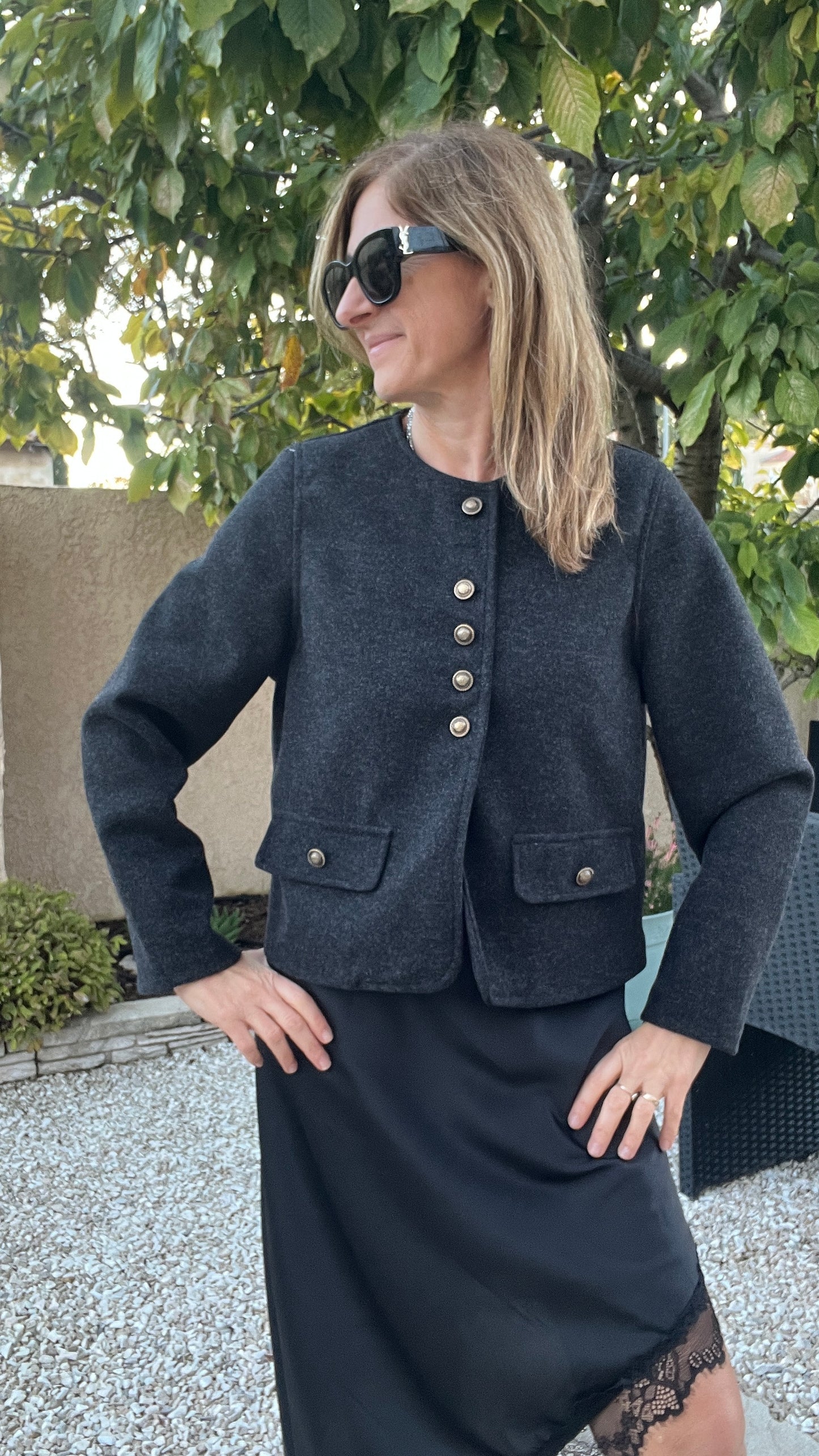 VESTE  BOUTONNEE GRISE "CELESTE"