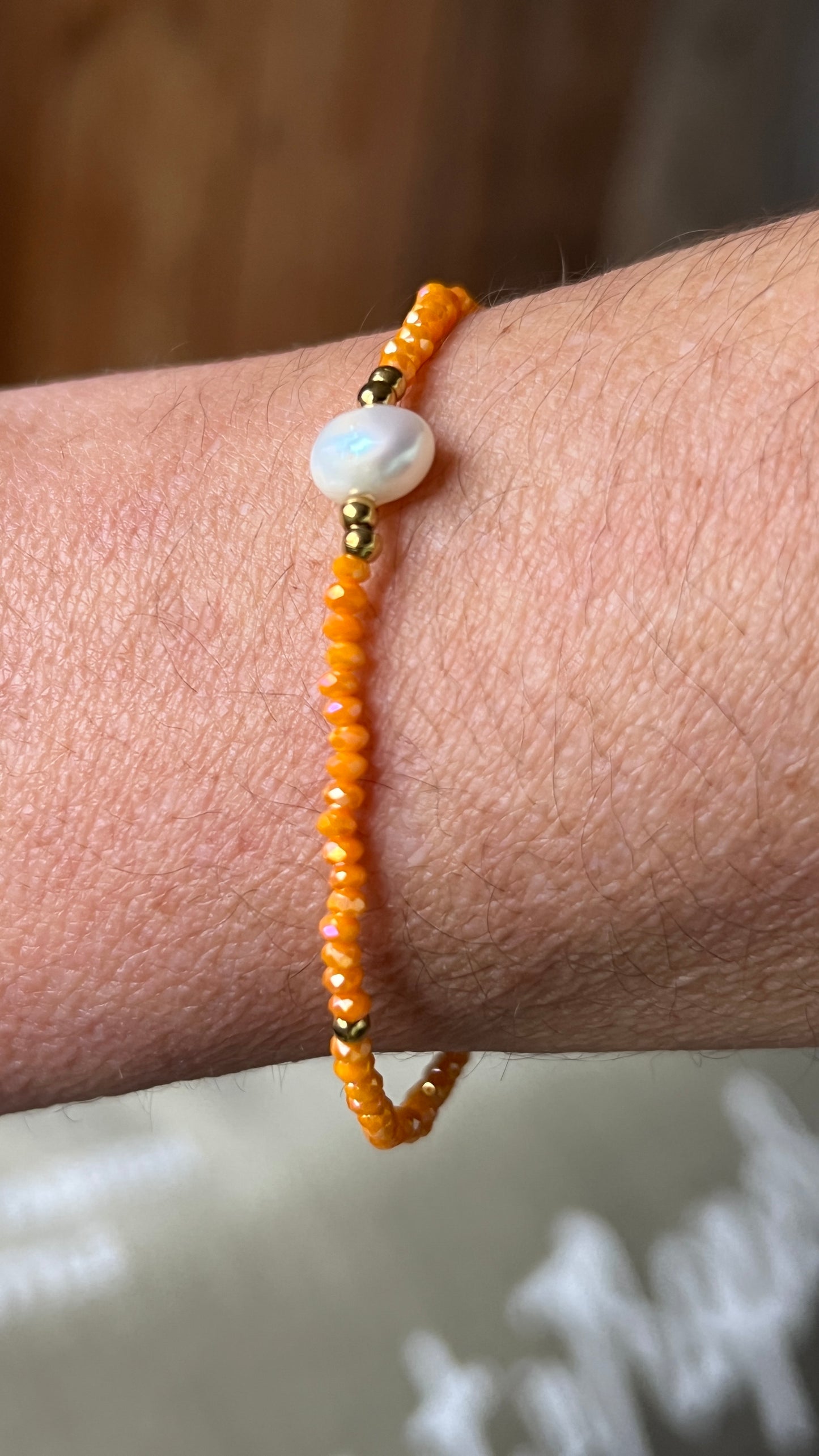 BRACELET ELASTIQUE PERLES ORANGE