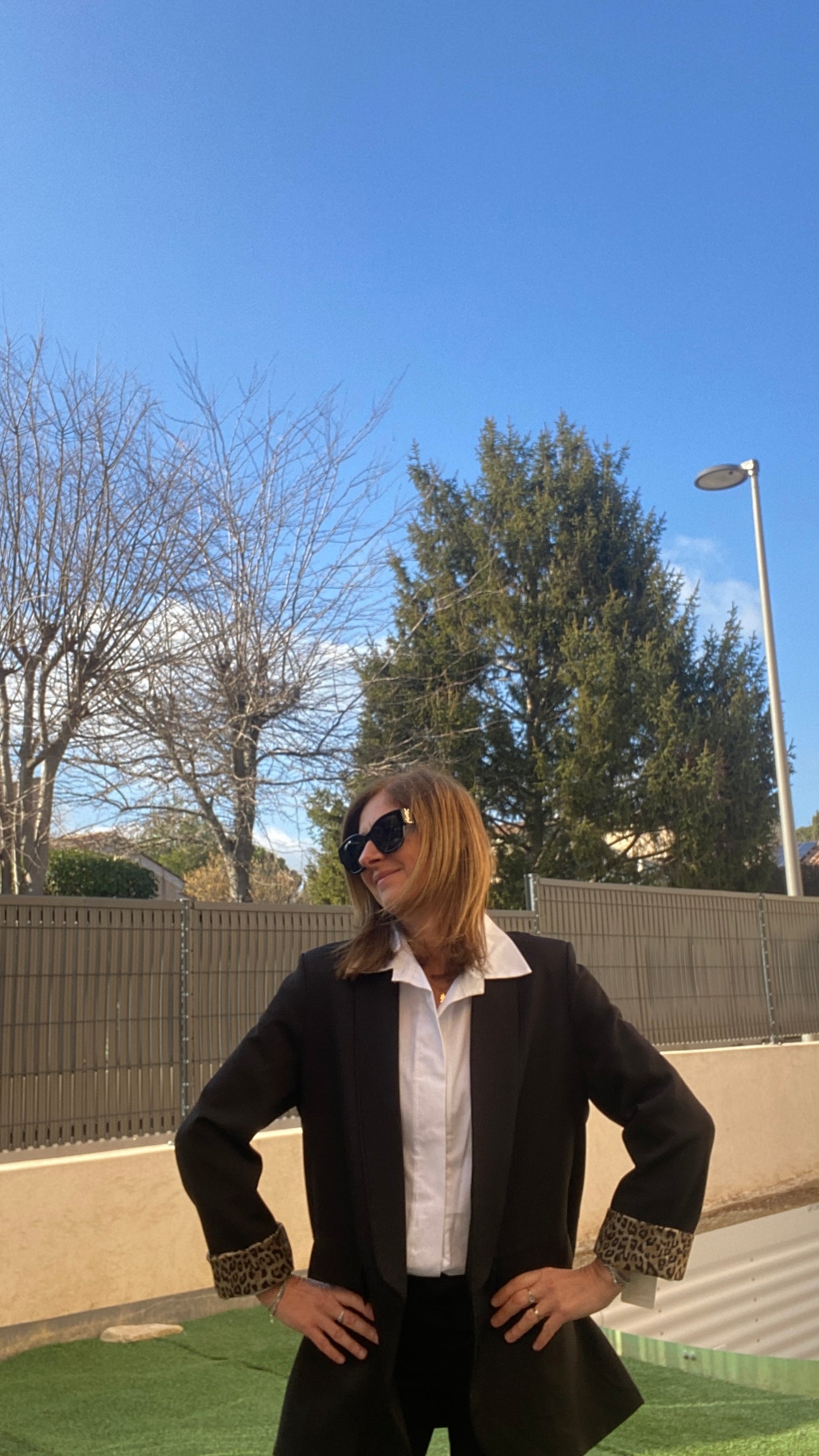Blazer noir revers Léopard Marion