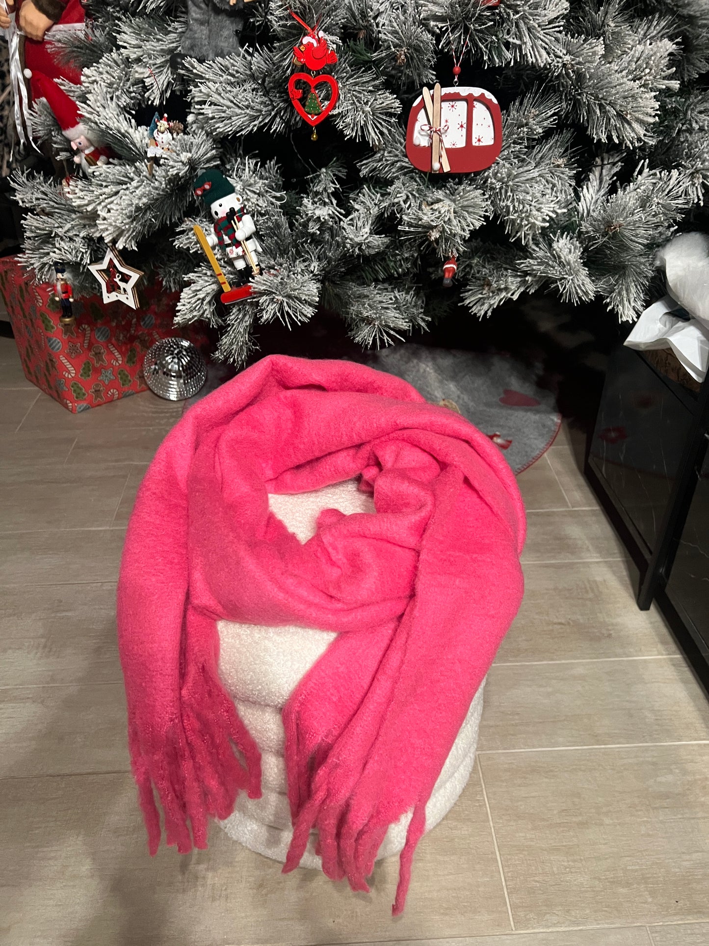 ECHARPE ROSE FLUO EPAISSE