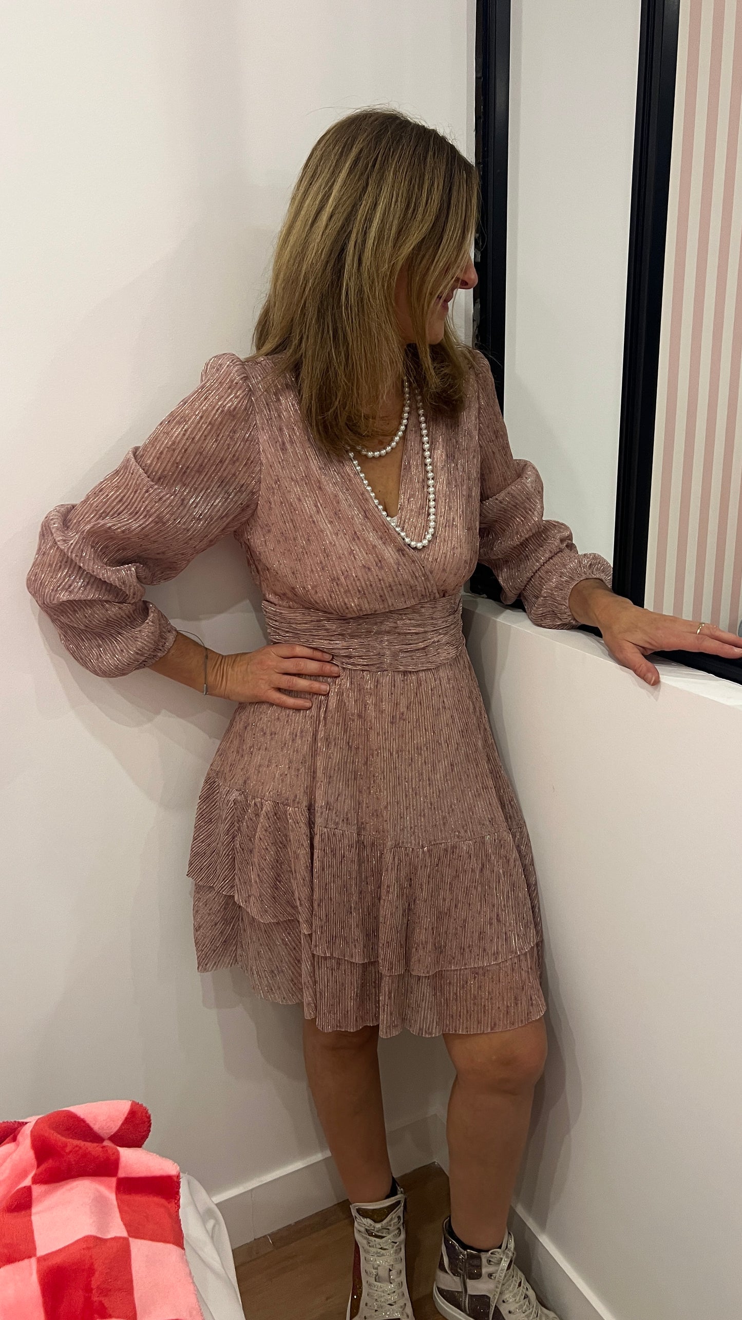 ROBE ROSE PAILLETEE