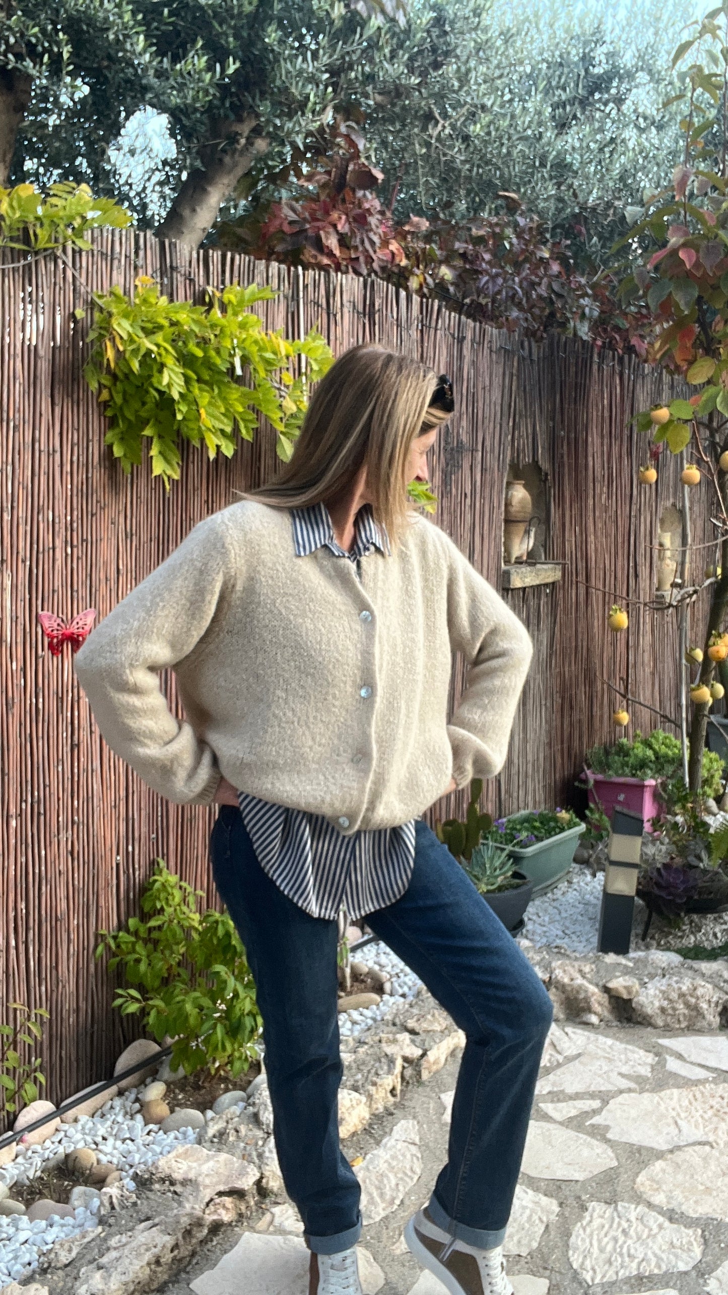 GILET BEIGE MANCHES LONGUES "ANNA"