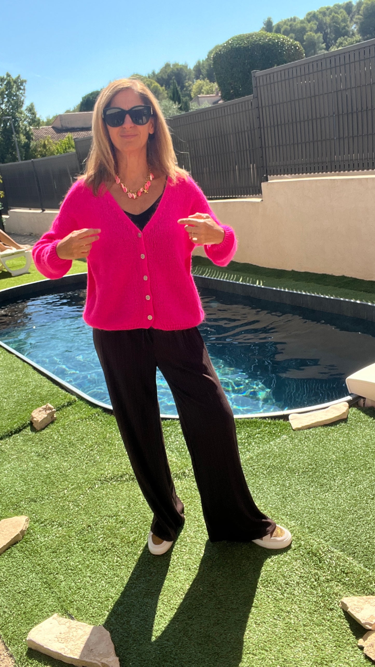 GILET ROSE FLUO MANCHES LONGUES "MAYA"