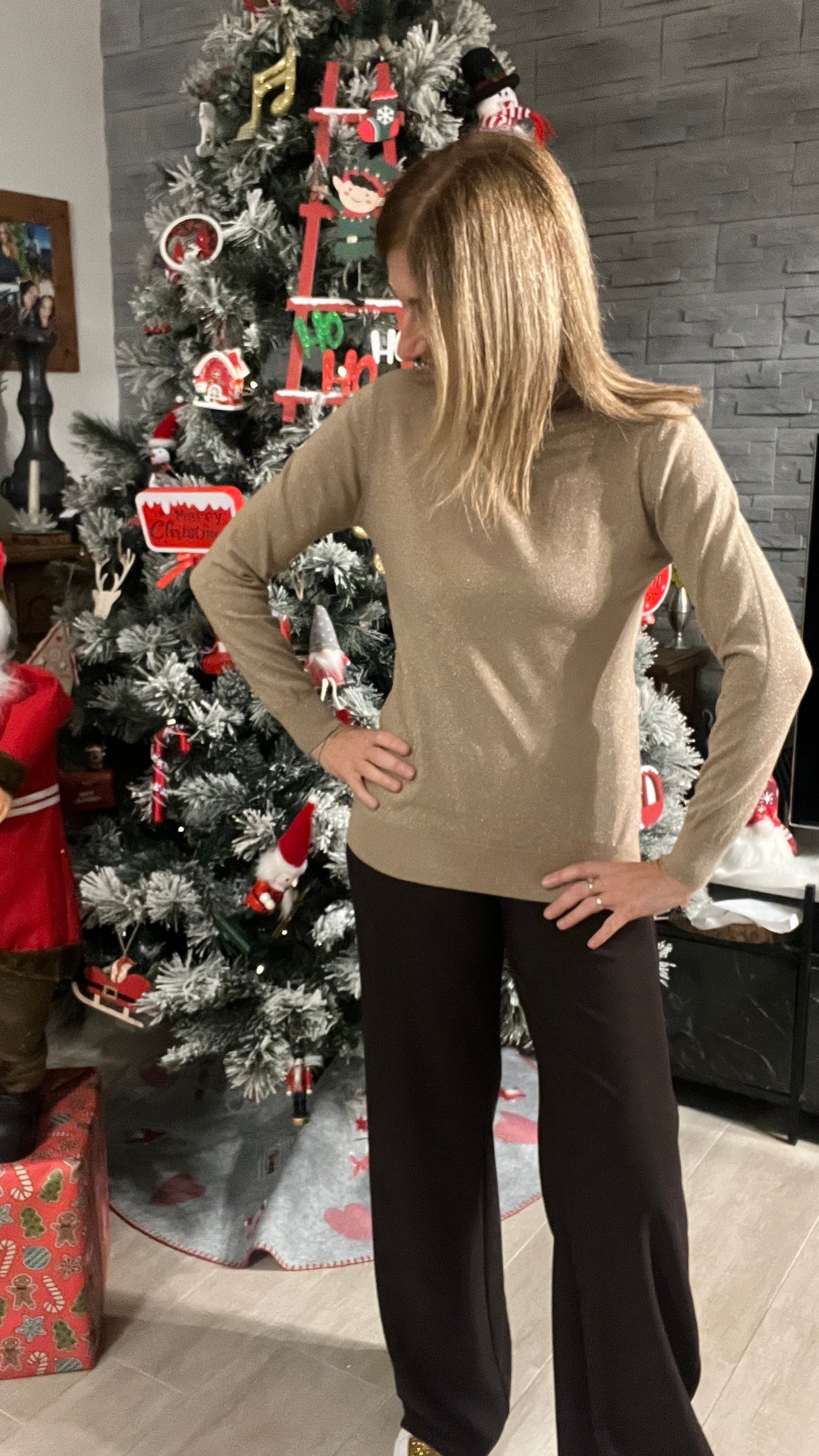 PULL COL ROULE PAILLETTES