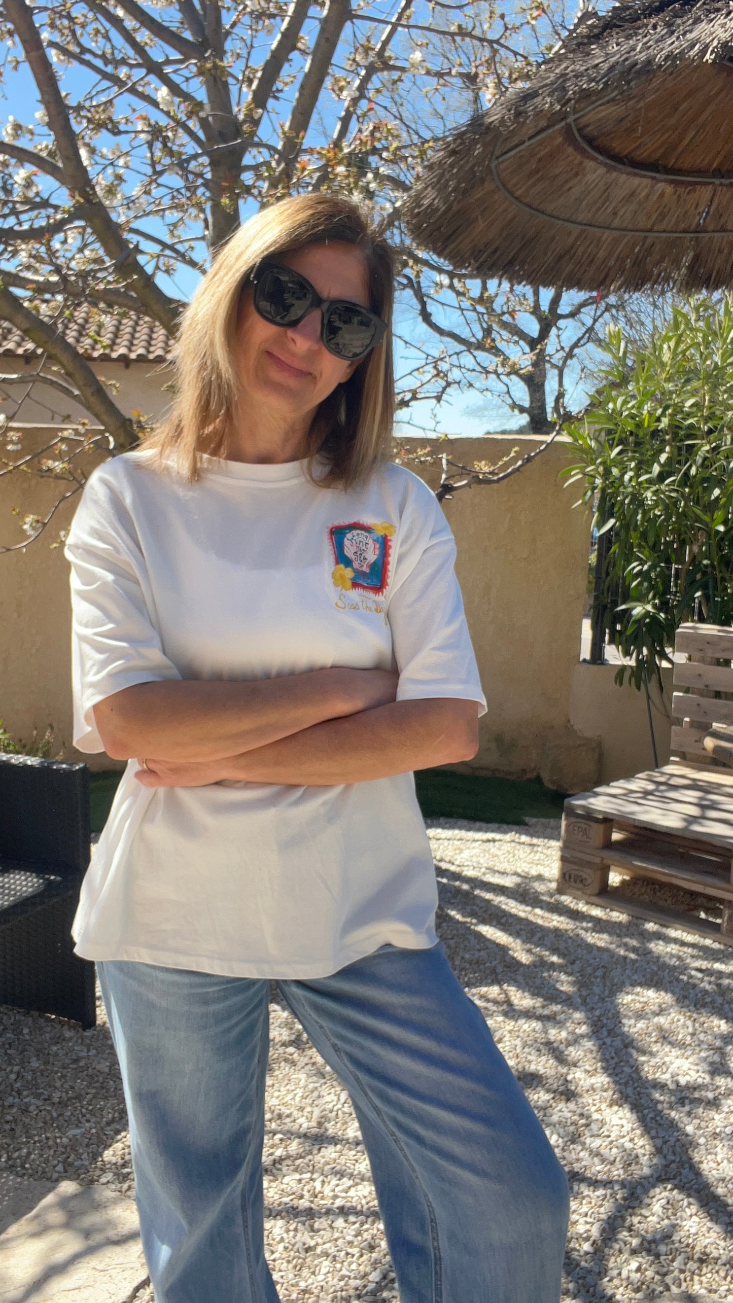 TEE-SHIRT BLANC COQUILLAGE "SEAS THE DAY"