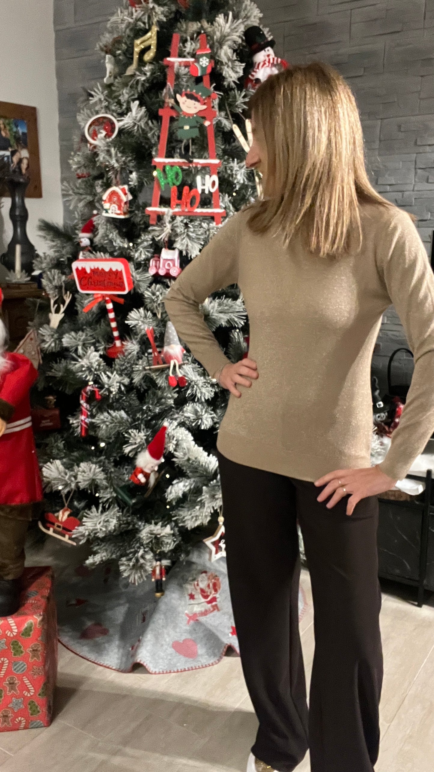 PULL COL ROULE PAILLETTES