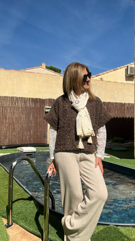 ECHARPES BEIGE/DORE "OEIL GREC"