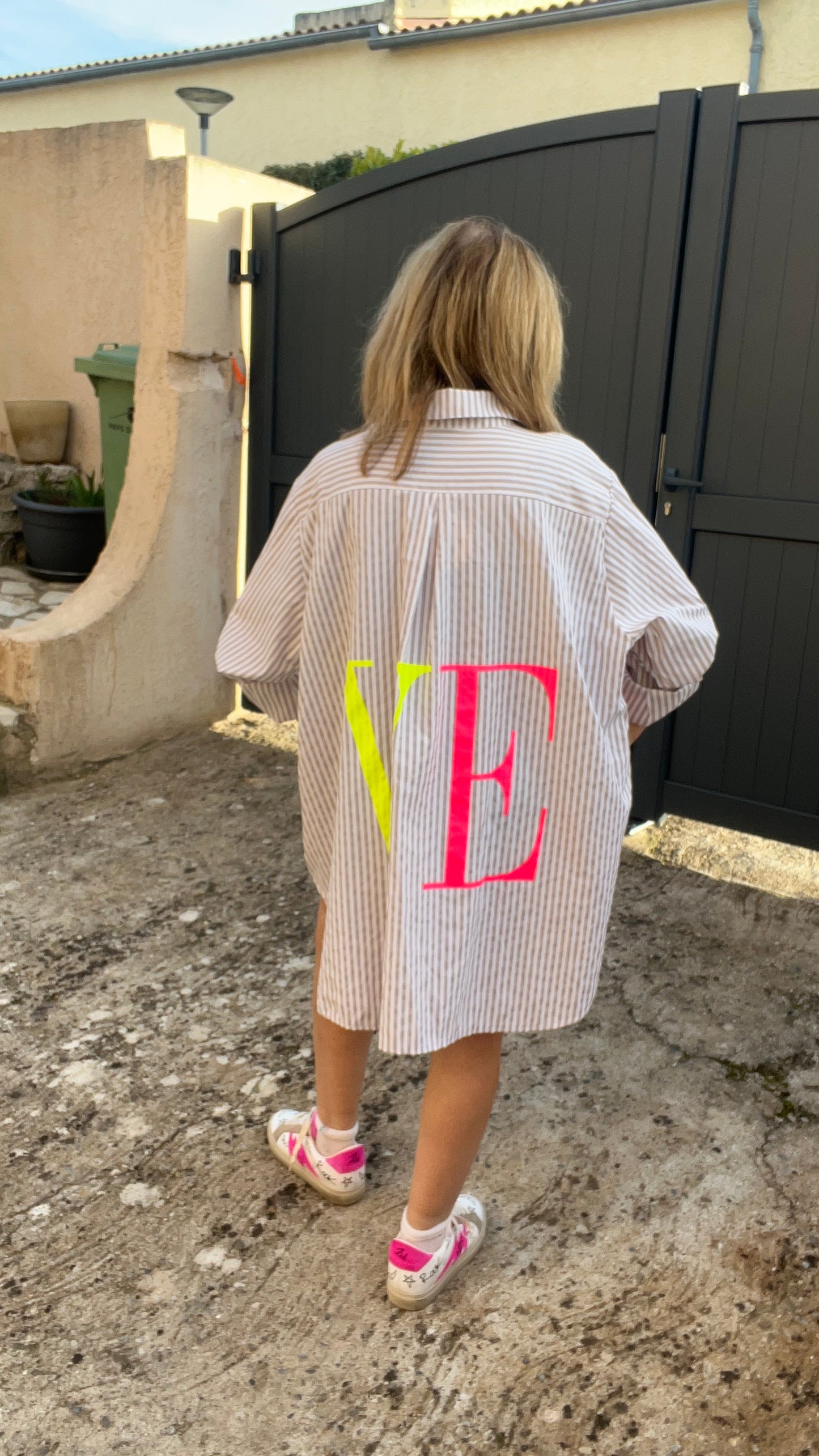 TUNIQUE ROBE BLANC/BEIGE "LOVE FLUO"