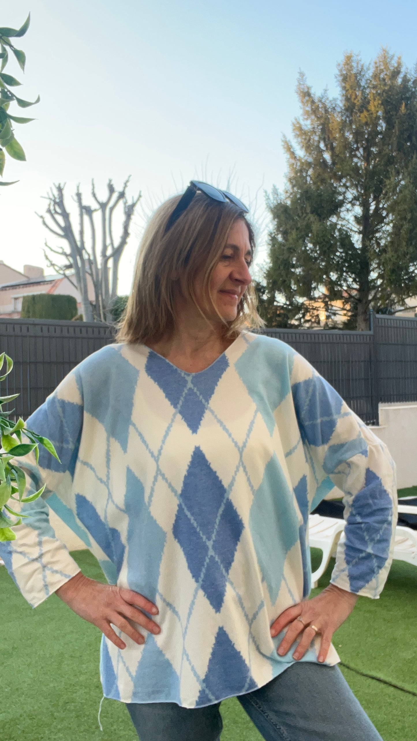 PULL TUNIQUE BLANC "JACQUARD"
