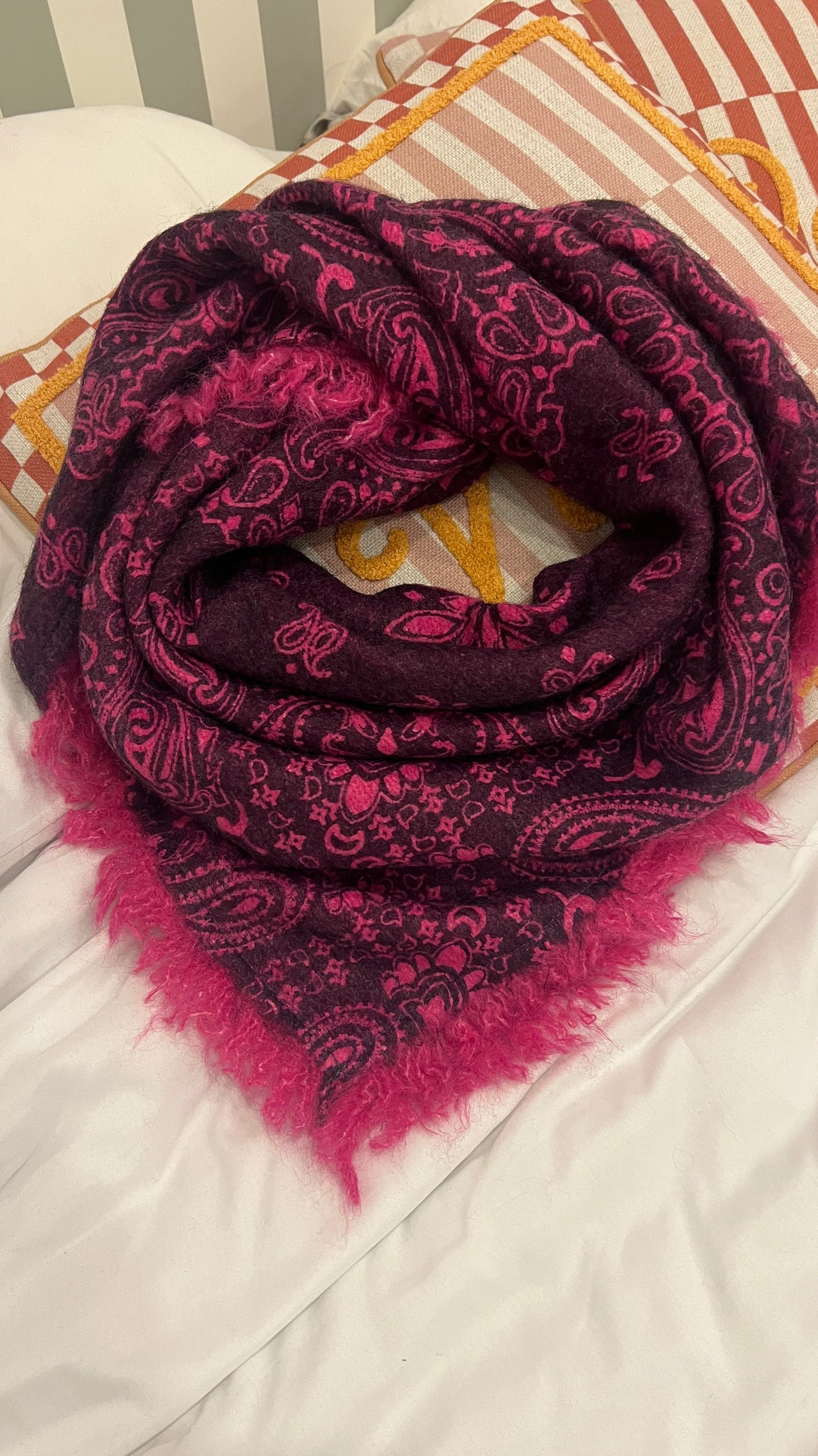 FOULARD BANDANA FUCHSIA/NOIR VIOLET