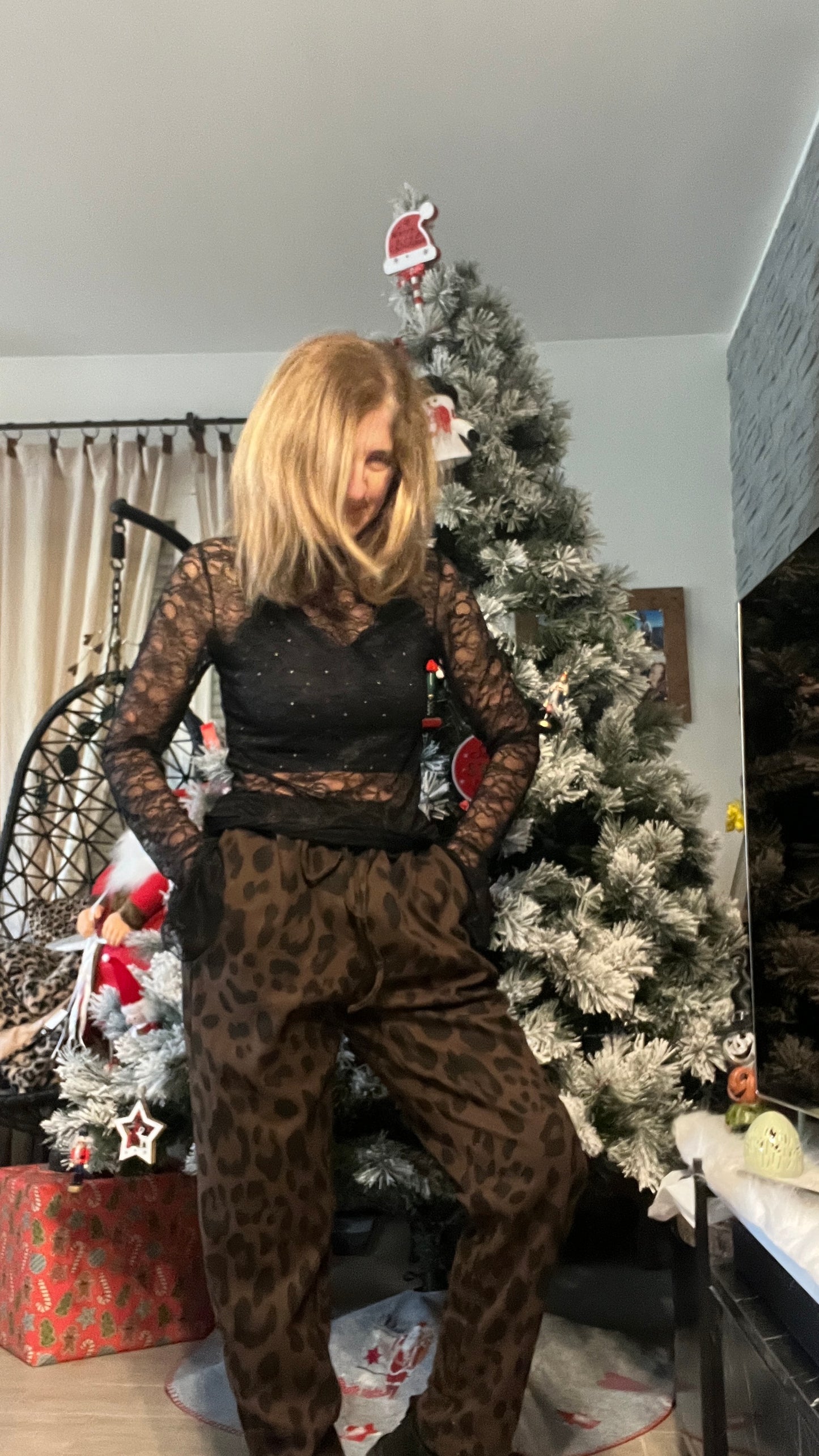 PANTALON LEOPARD CHOCOLAT/NOIR DOUBLE