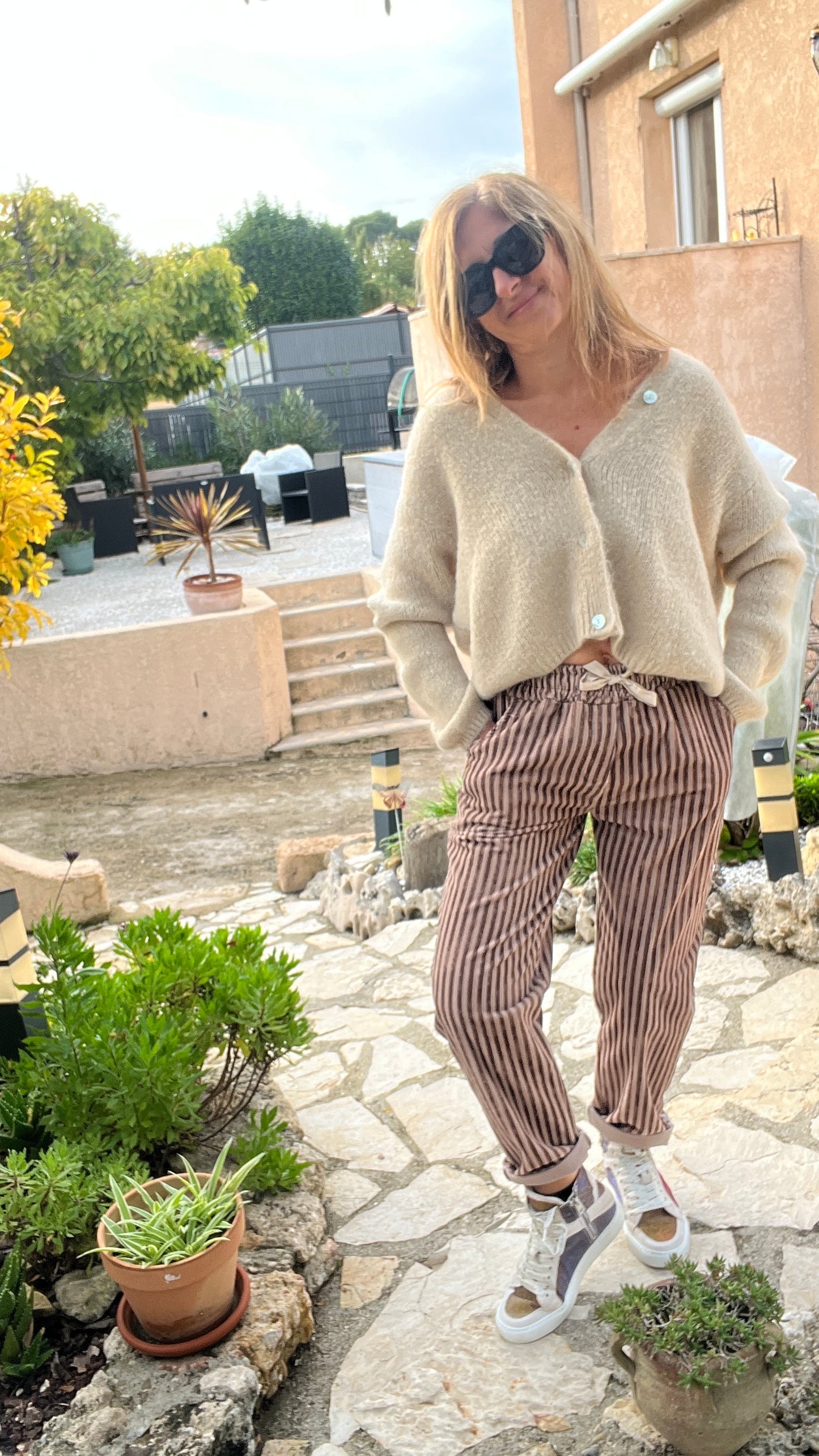 GILET BEIGE MANCHES LONGUES "ANNA"