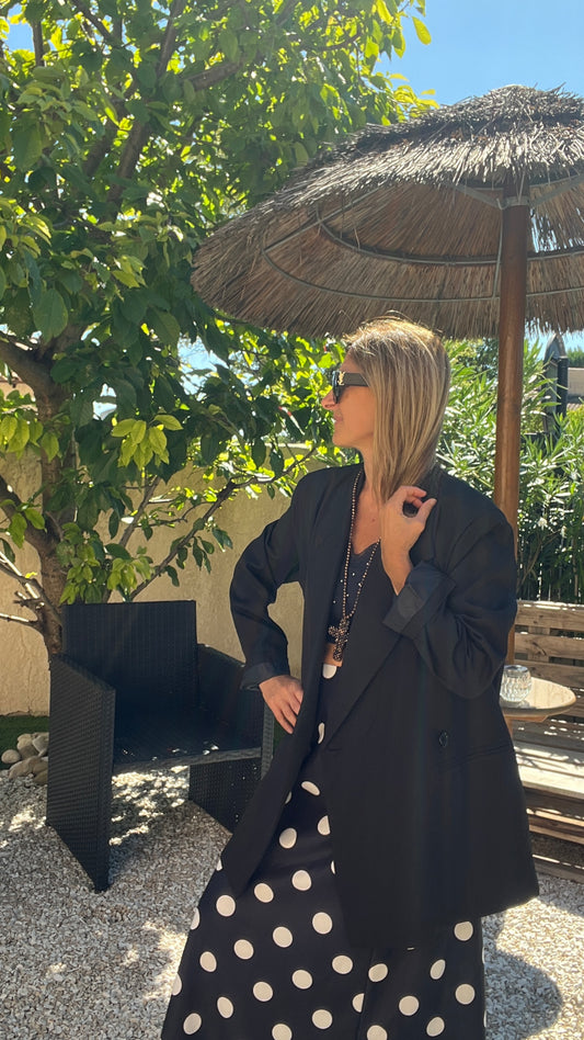 BLAZER NOIR CROISE OVERSIZE "ELISE"
