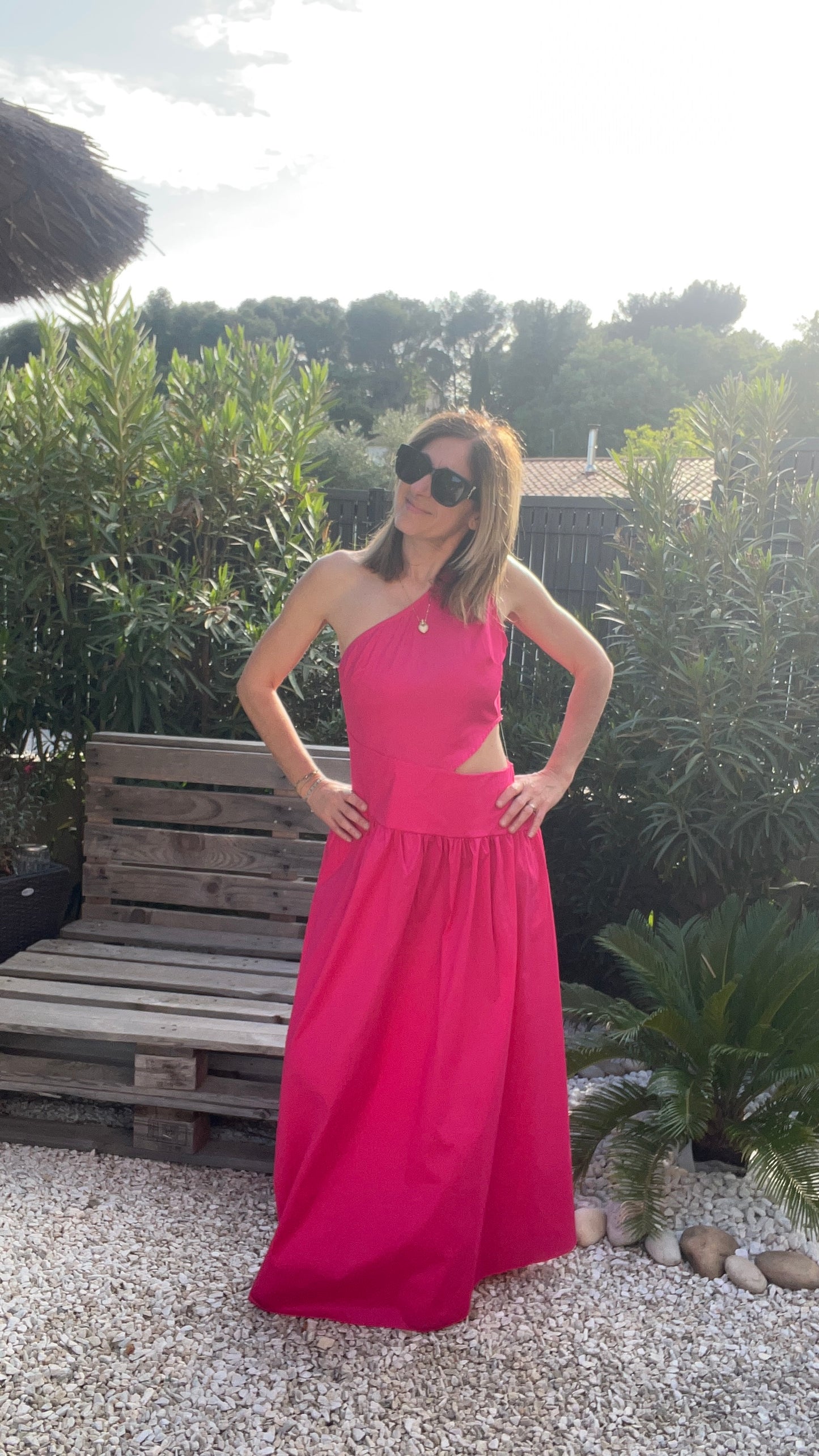 ROBE ROSE FUCHSIA POPELINE