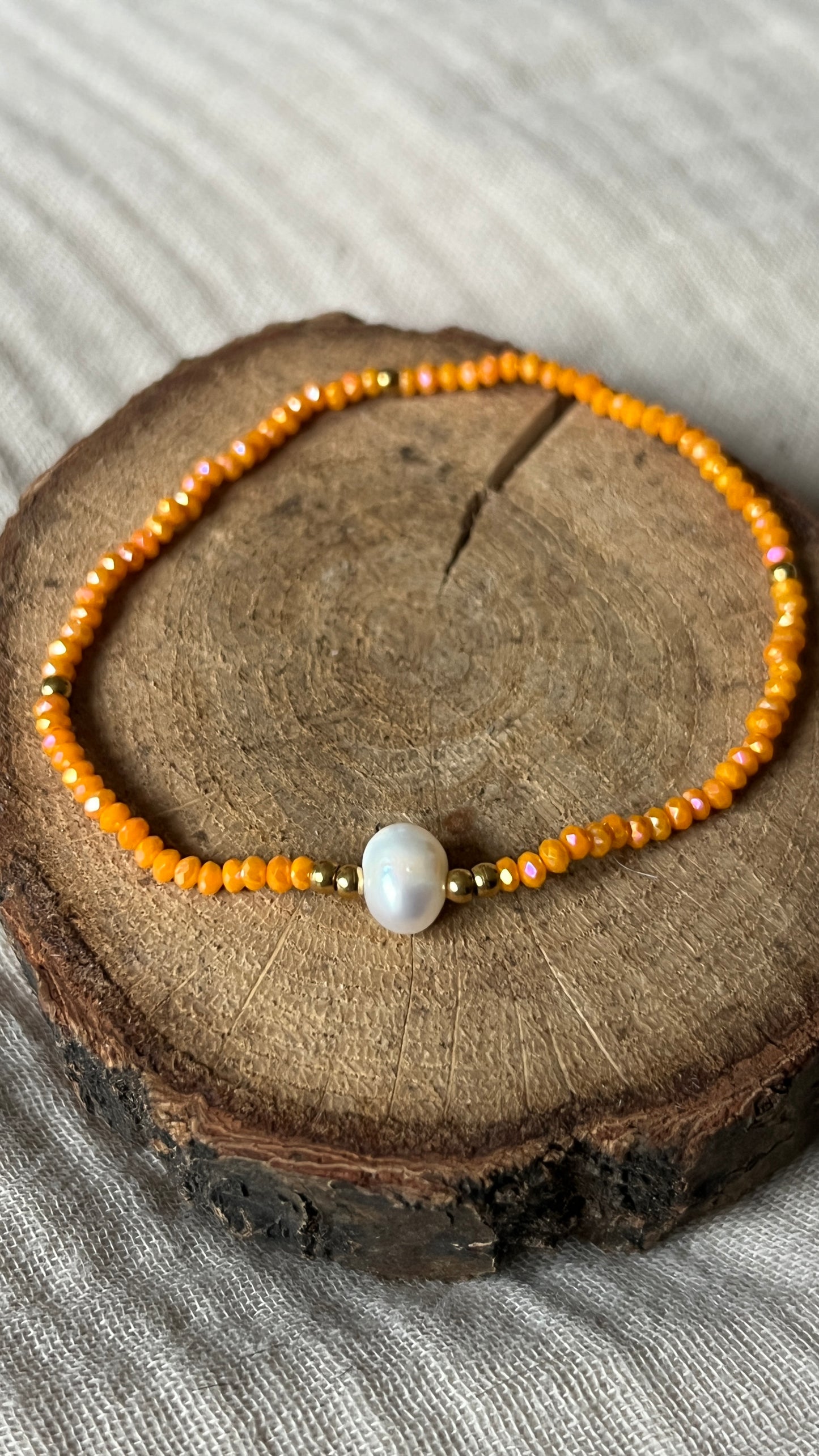 BRACELET ELASTIQUE PERLES ORANGE