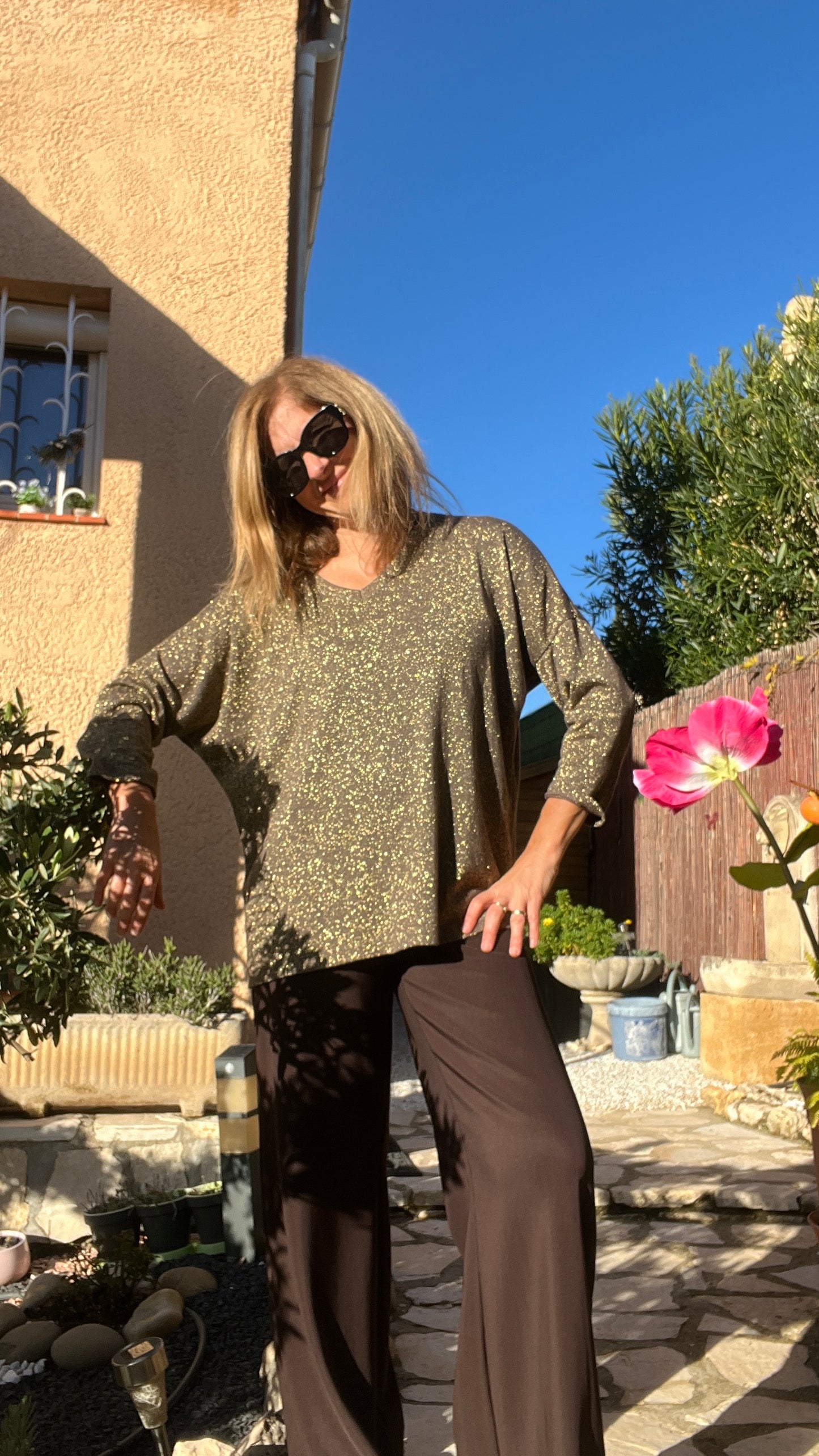 TUNIQUE PAILLETTES CHOCO/DORE