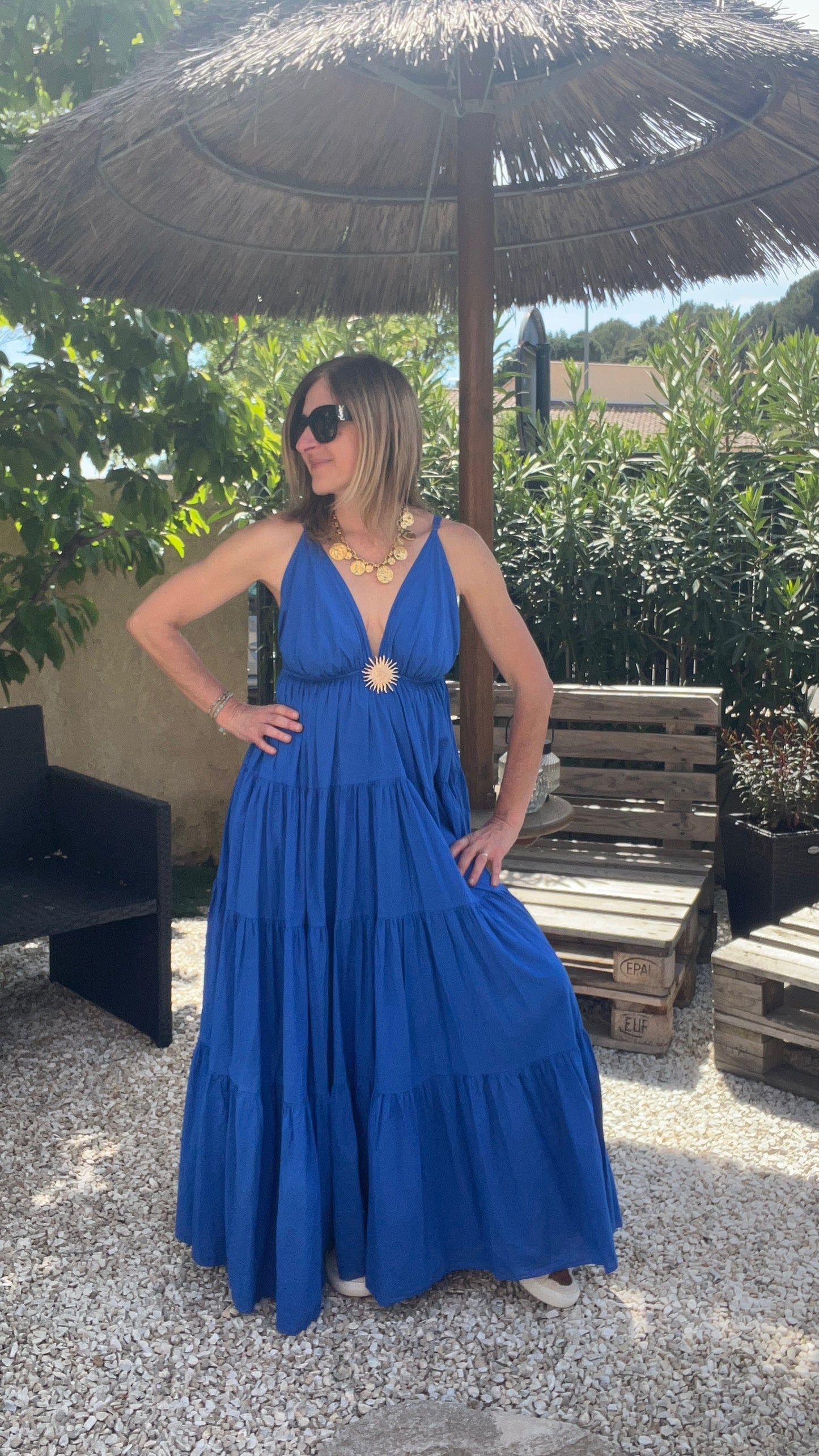 ROBE EN COTON SOLEIL BLEU ELECTRIQUE