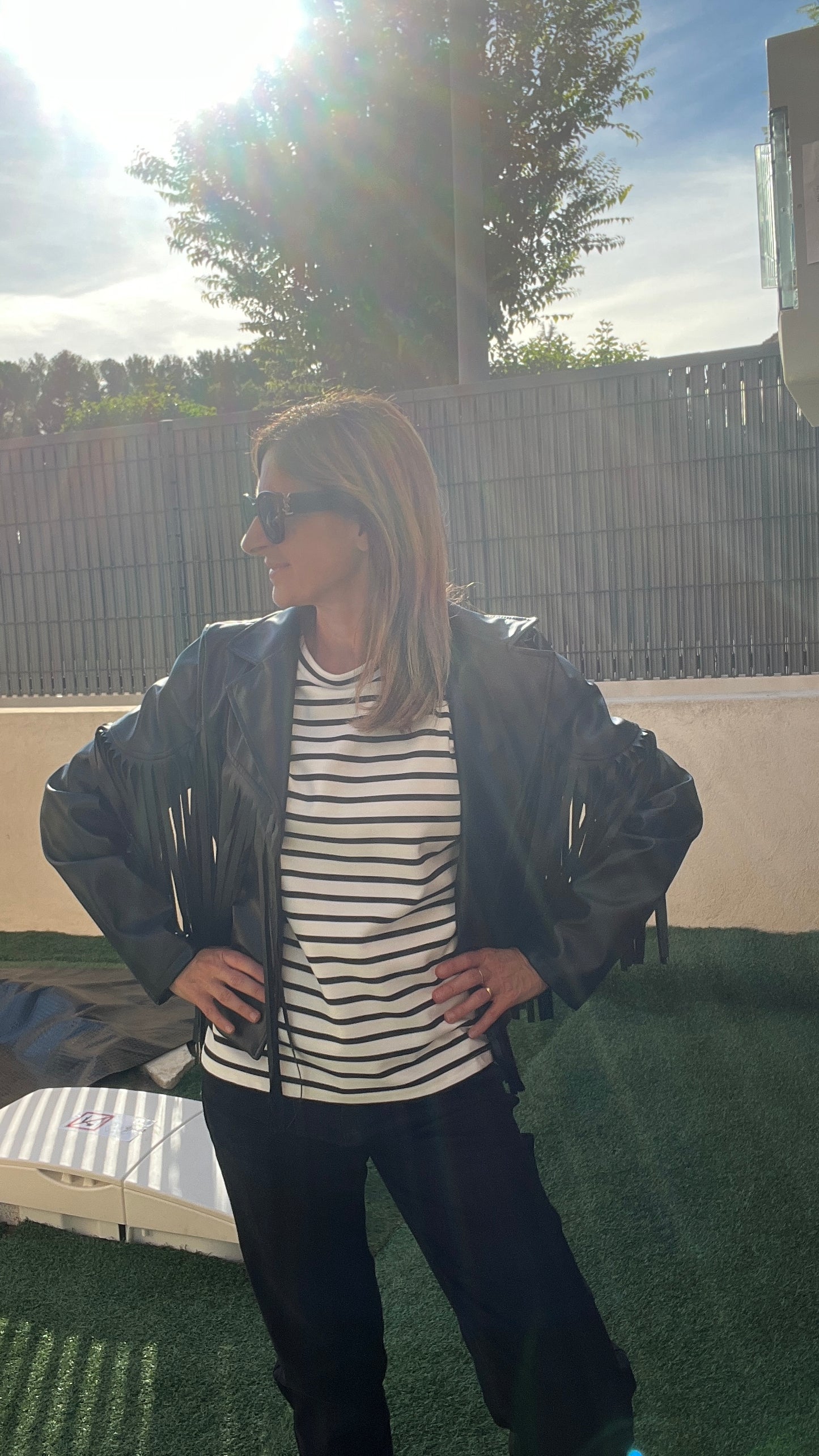 TEE-SHIRT RAYE NOIR/BLANC "DENTELLE"