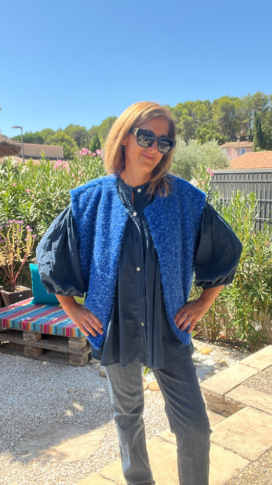VESTE SANS MANCHES BLEUE ELECTRIQUE « MARIE »