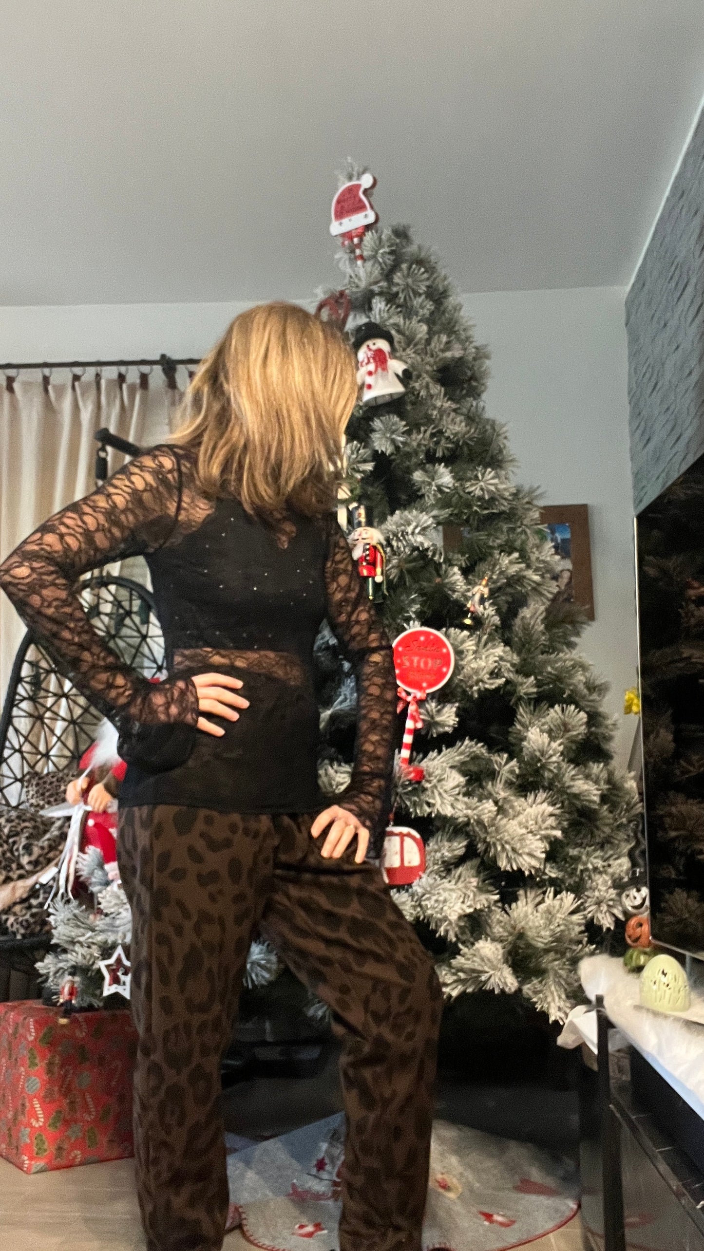 PANTALON LEOPARD CHOCOLAT/NOIR DOUBLE