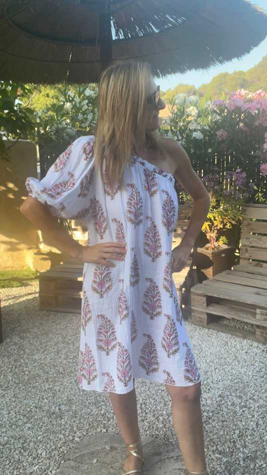 Robe asymétrique "FEUILLAGE"