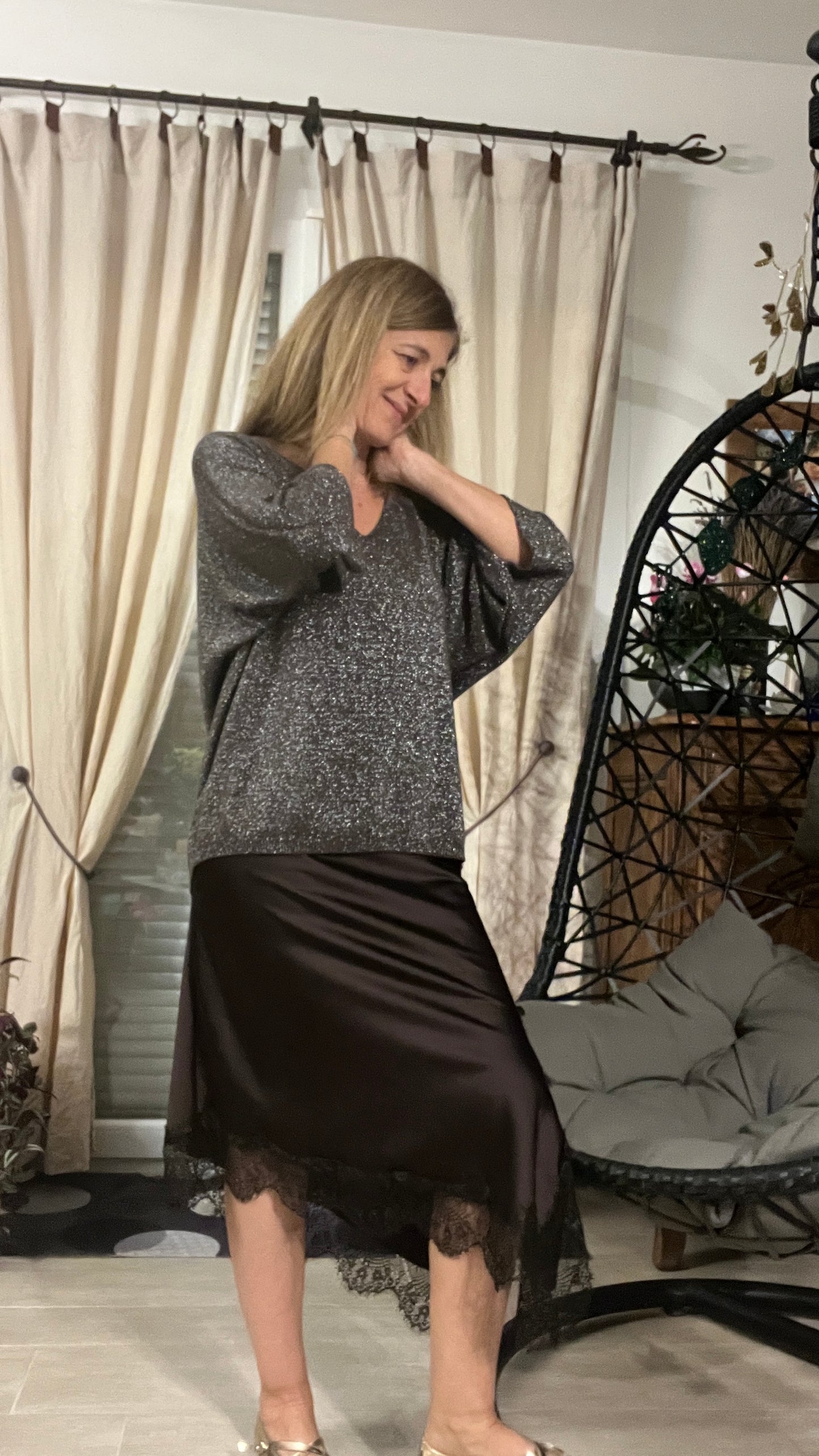 JUPE LONGUE CHOCOLAT ASYMETRIQUE