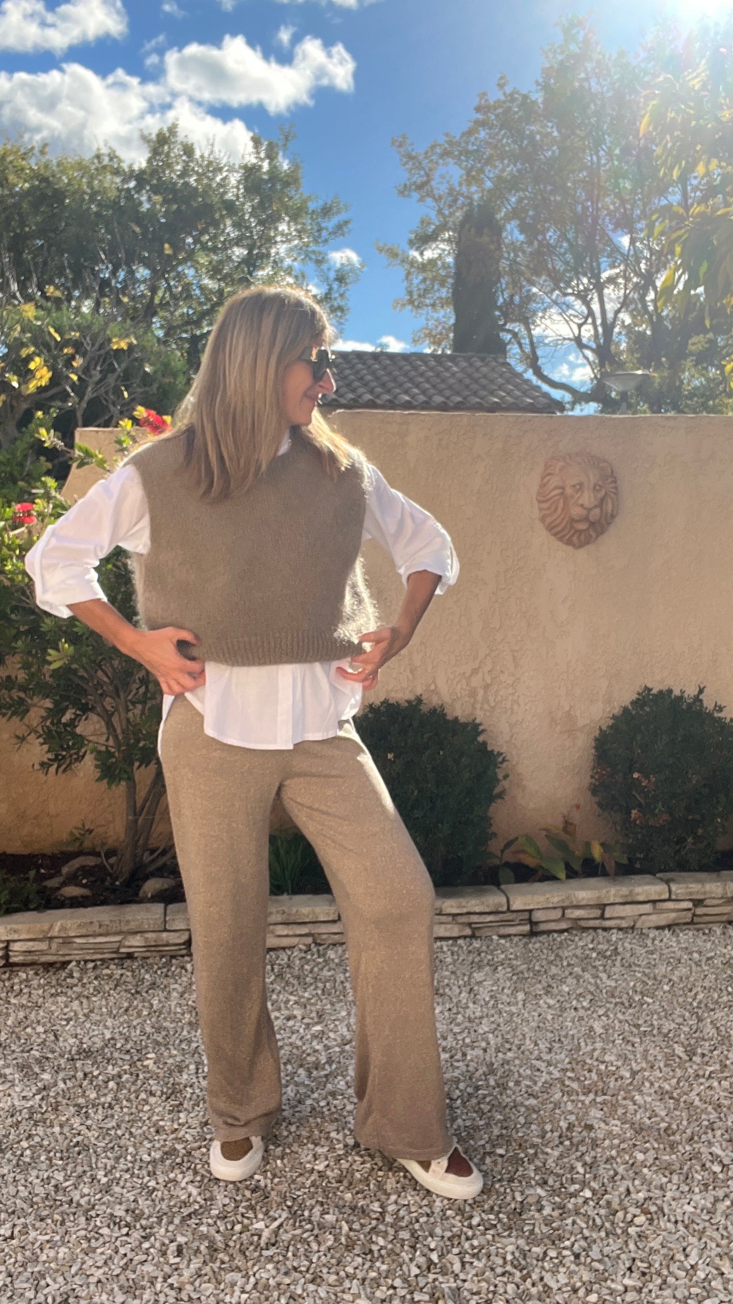 PANTALON FLUIDE PAILLETTES CHAMPAGNE