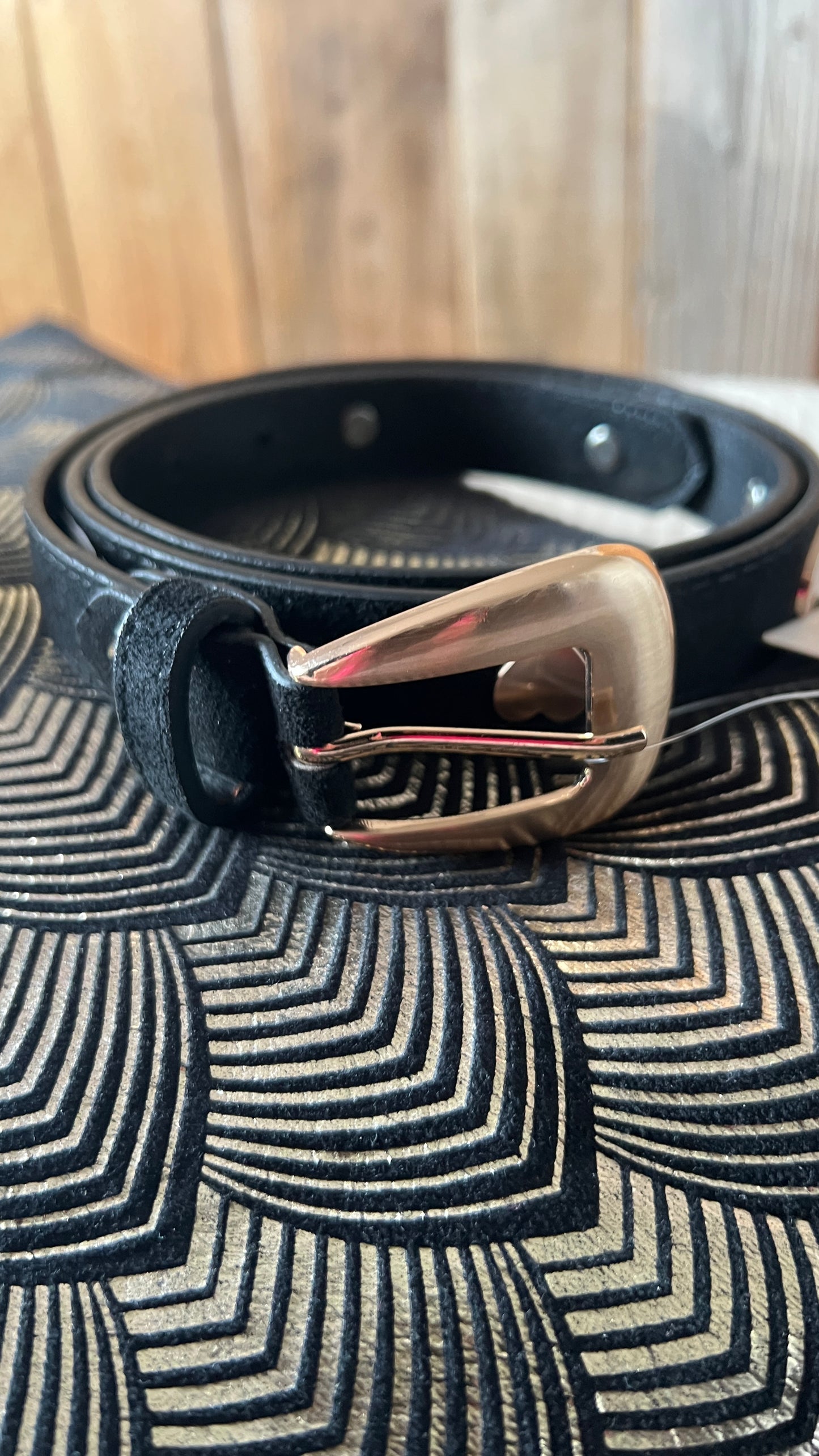 CEINTURE NOIR IMITATION SUEDINE "COEUR"