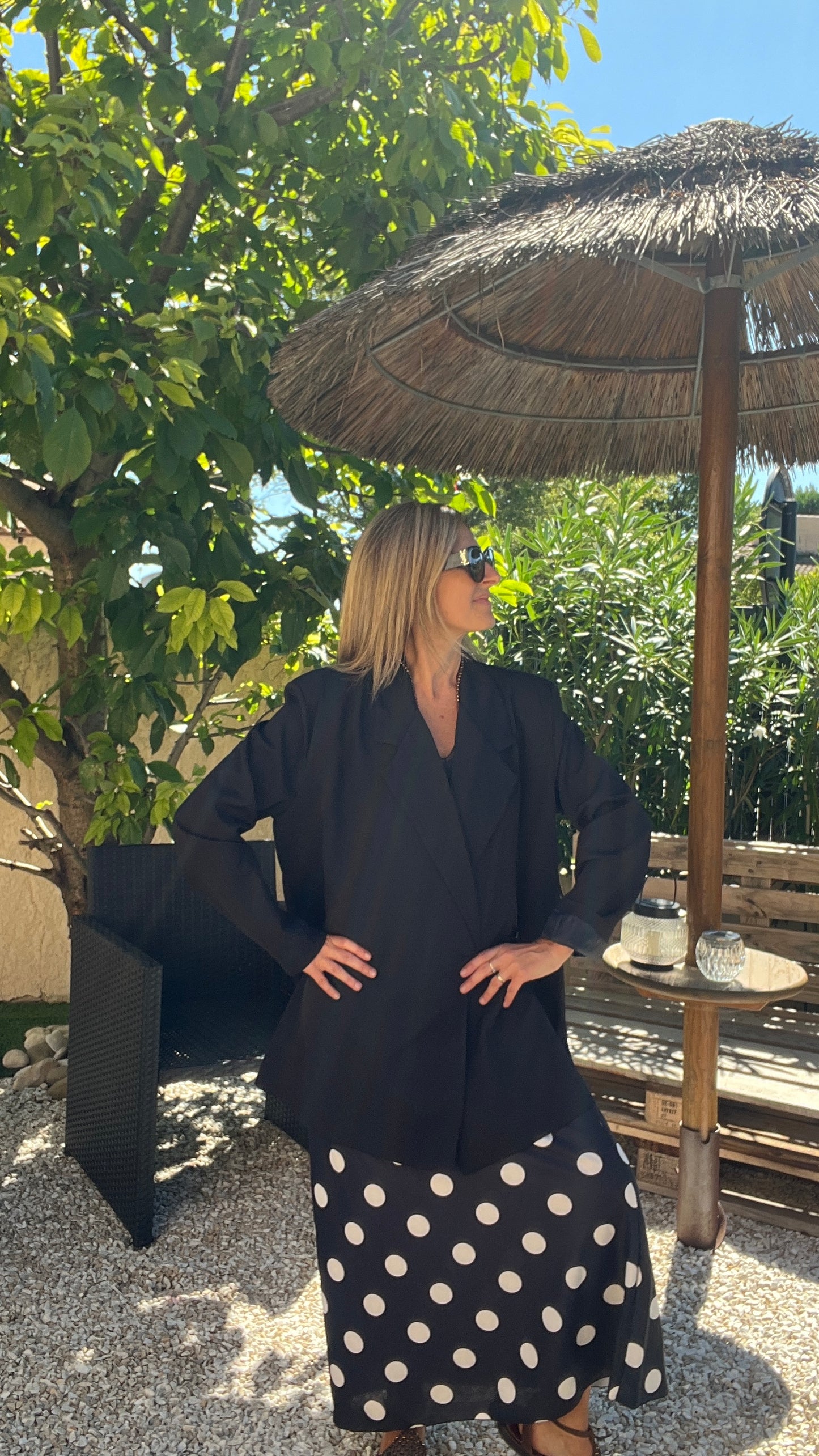 BLAZER NOIR CROISE OVERSIZE "ELISE"