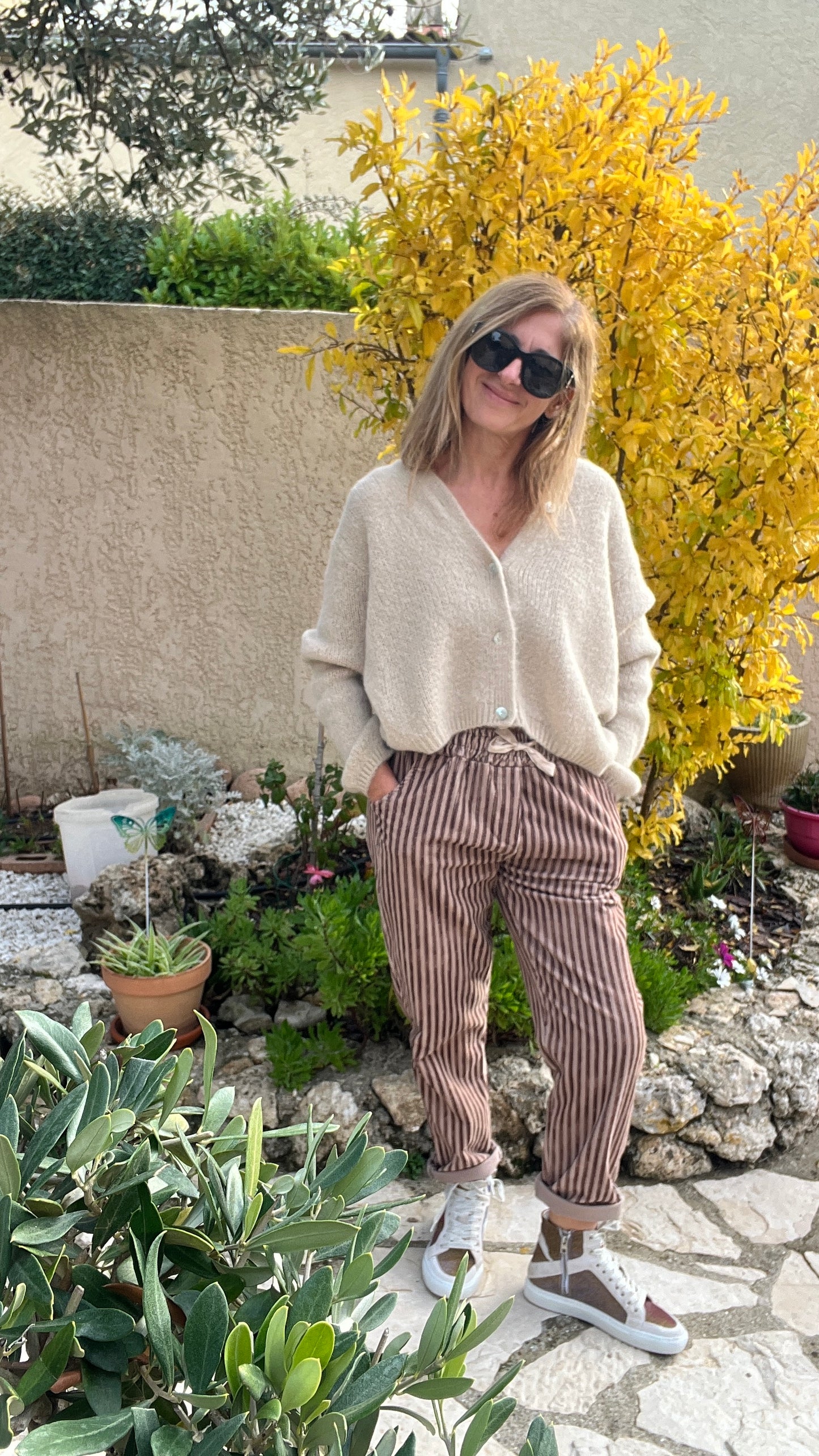 GILET BEIGE MANCHES LONGUES "ANNA"