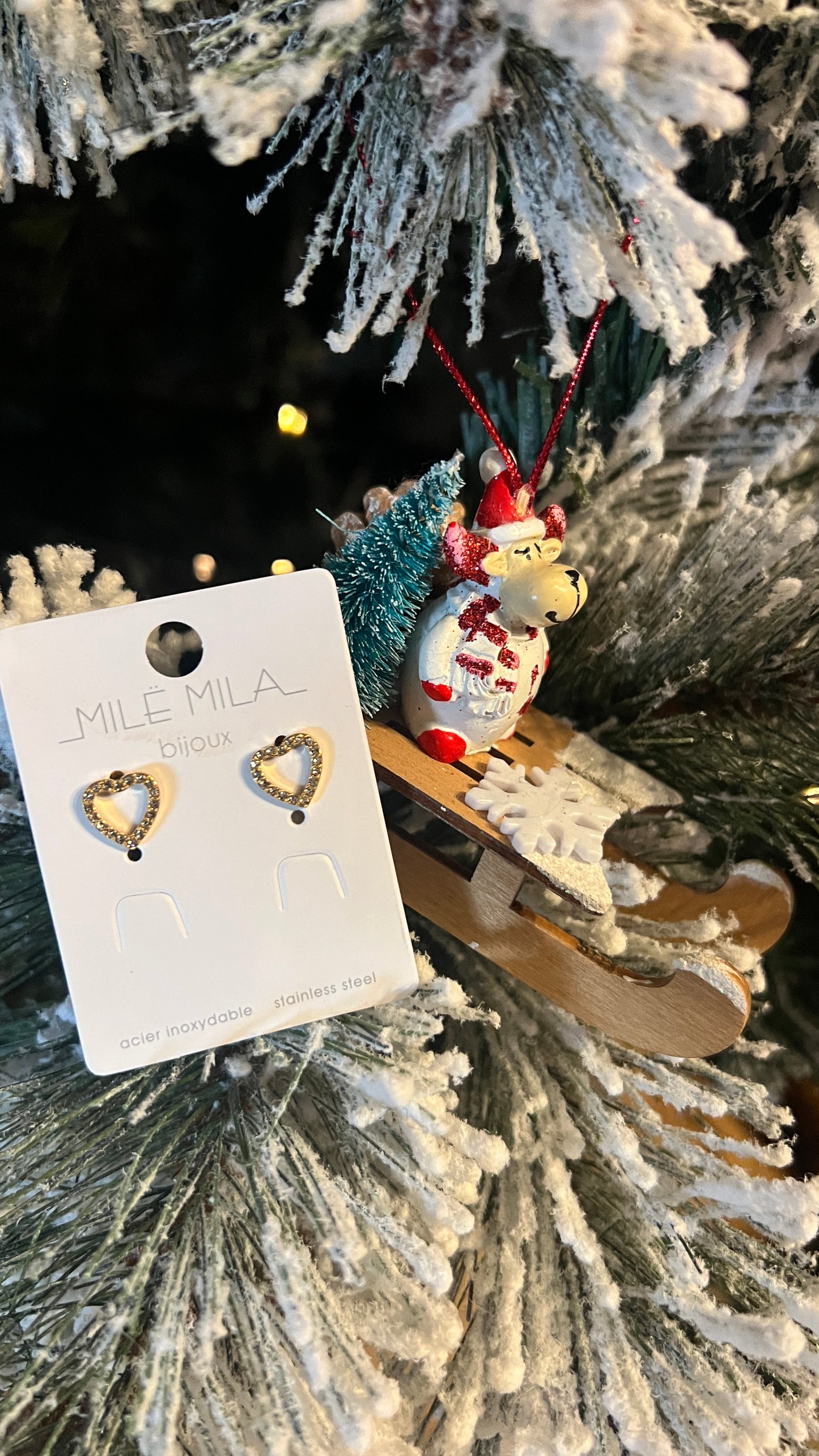 BOUCLES D'OREILLES COEURS DORES "MILE MILA"