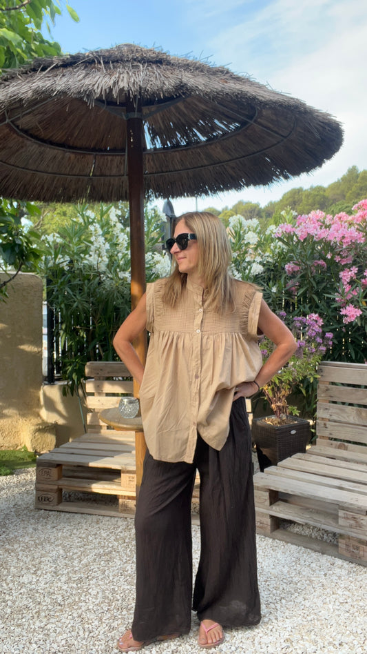 Pantalon fluide chocolat "RIO"
