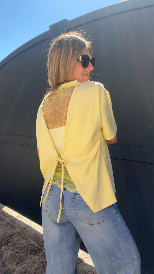 TEE-SHIRT JAUNE DENTELLE MATHILDE