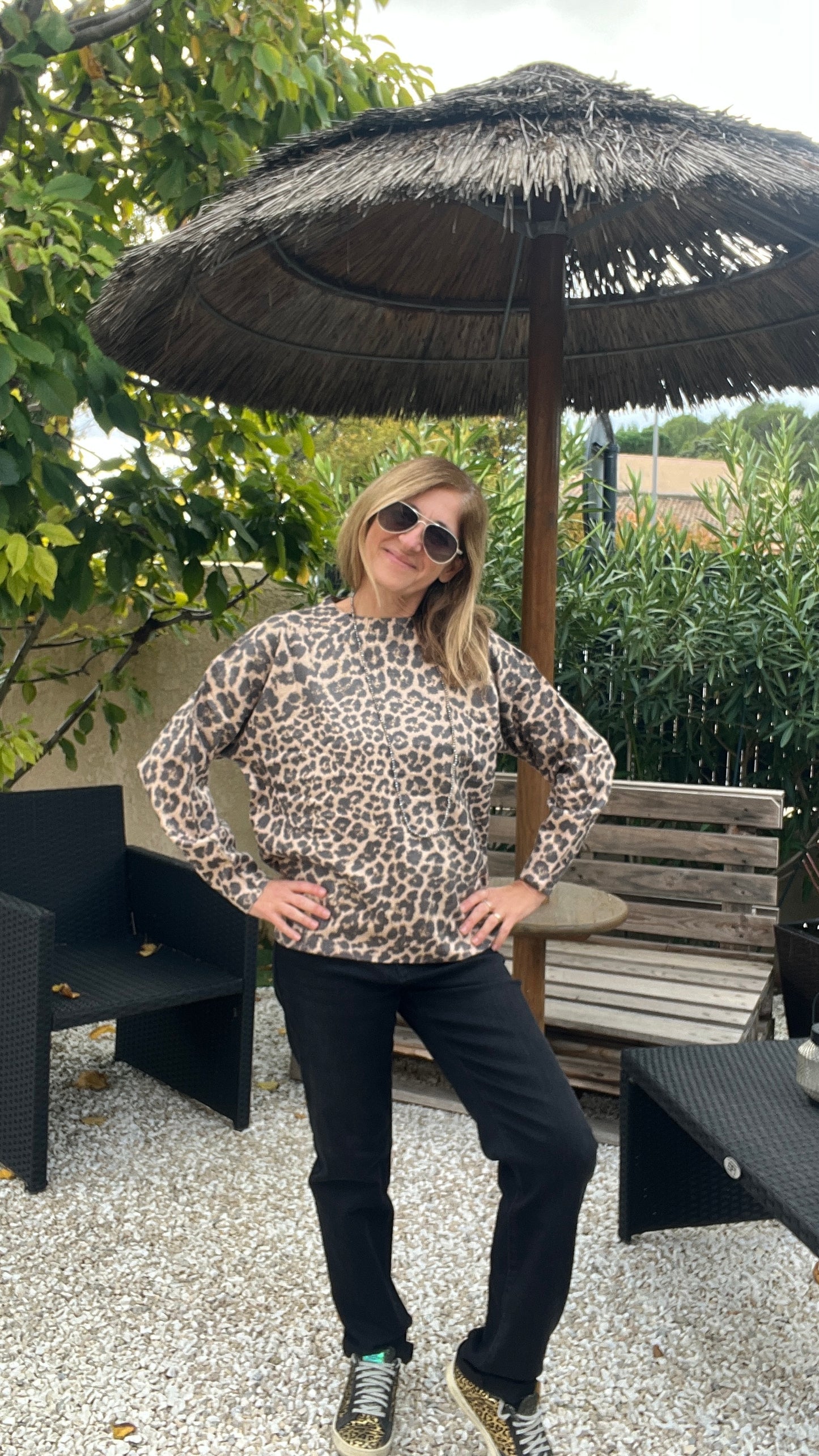 PULL MANCHES LONGUES LEOPARD