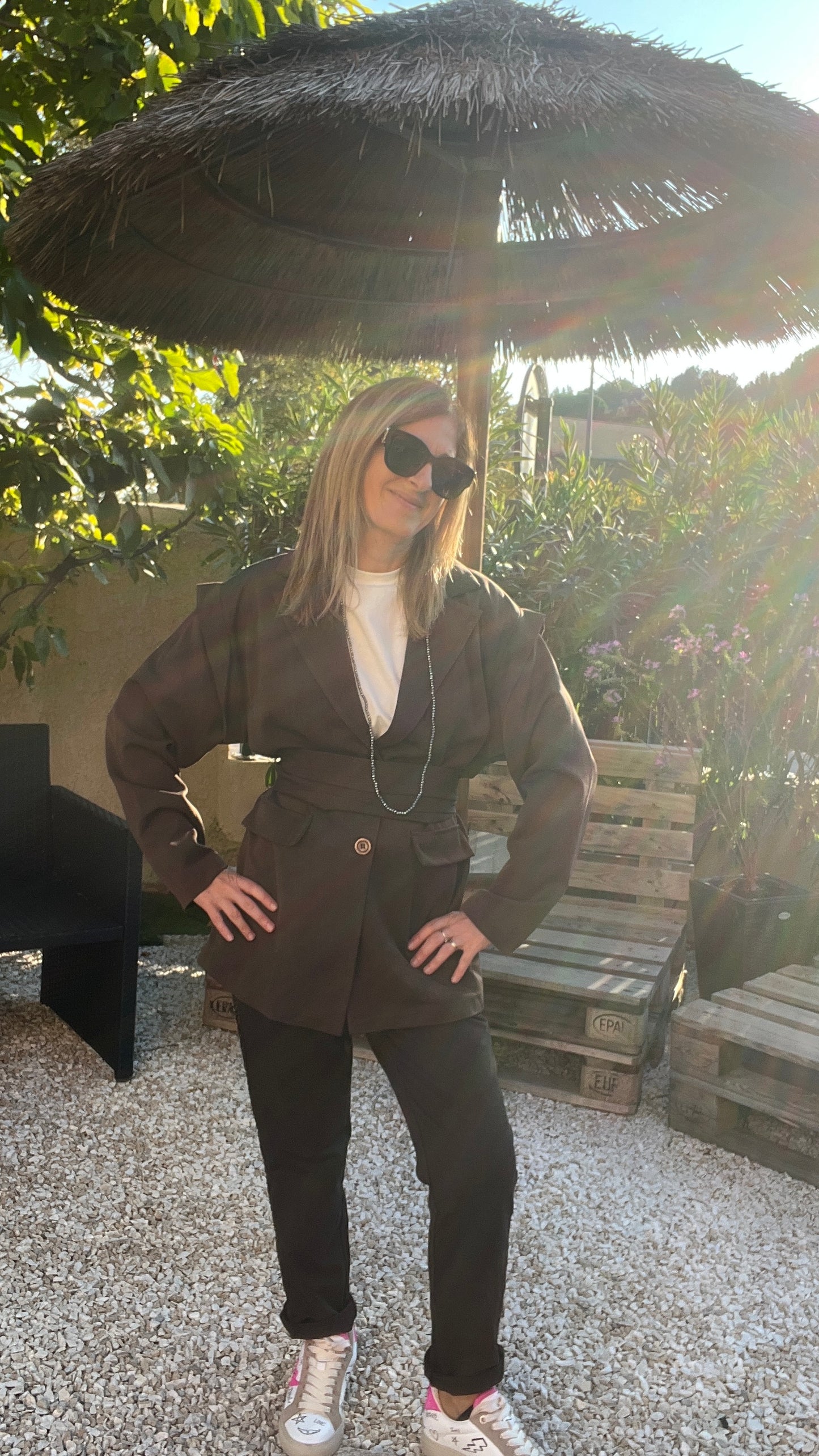 BLAZER CHOCOLAT CEINTURE