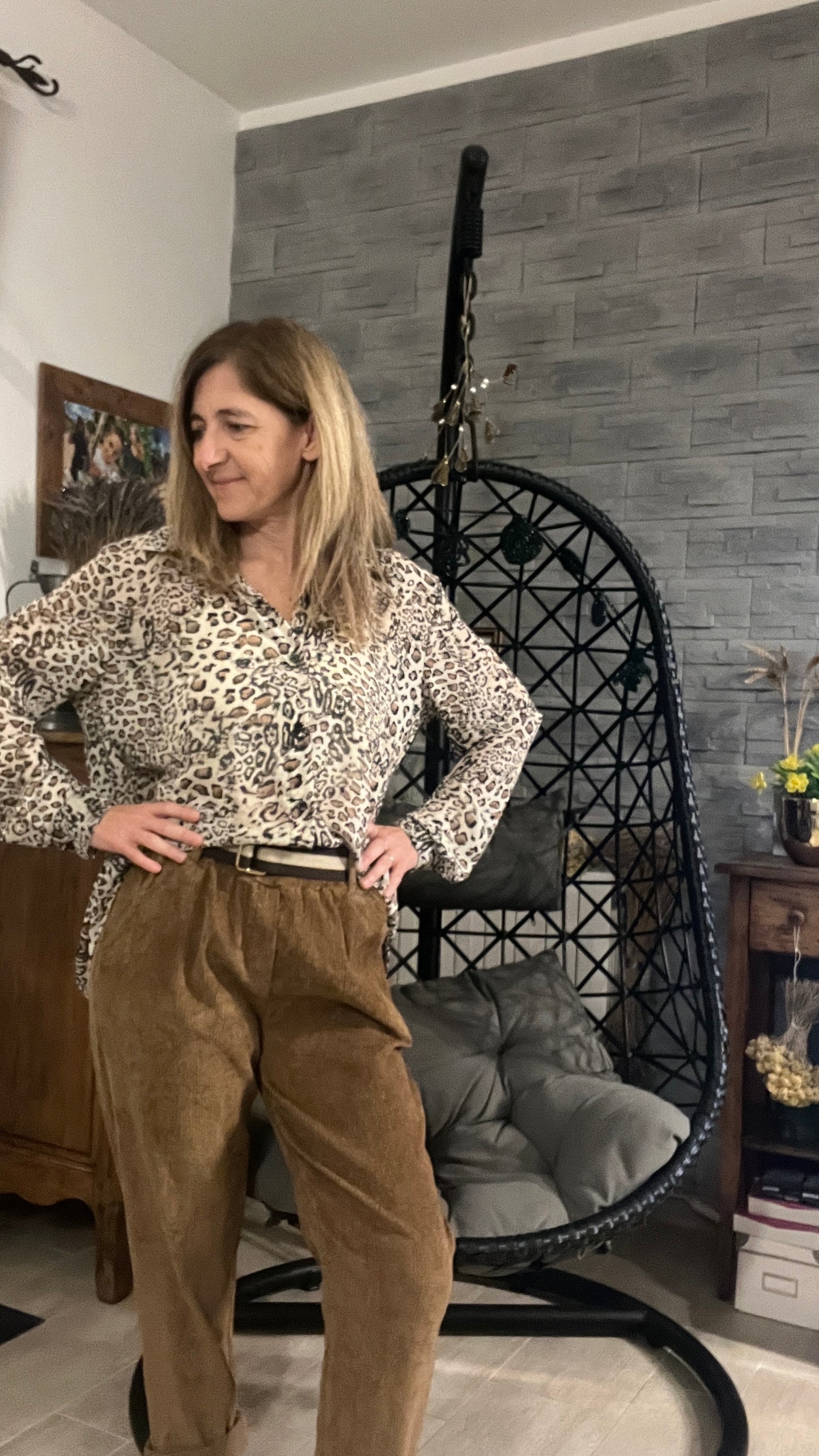 PANTALON VELOURS CAMEL