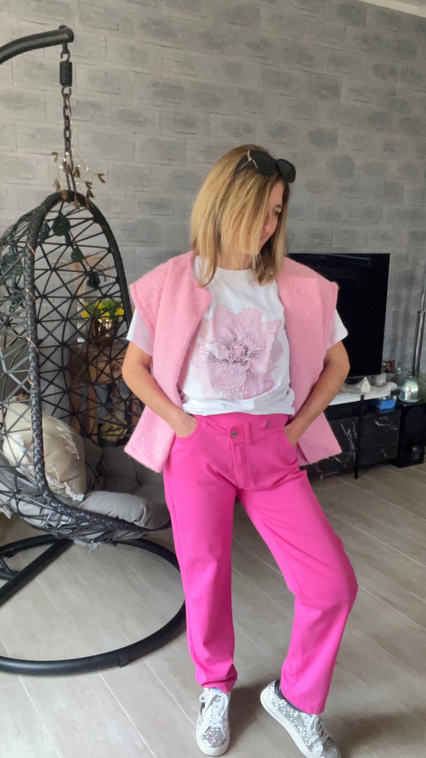 VESTE ROSE SANS MANCHES "ALEX"