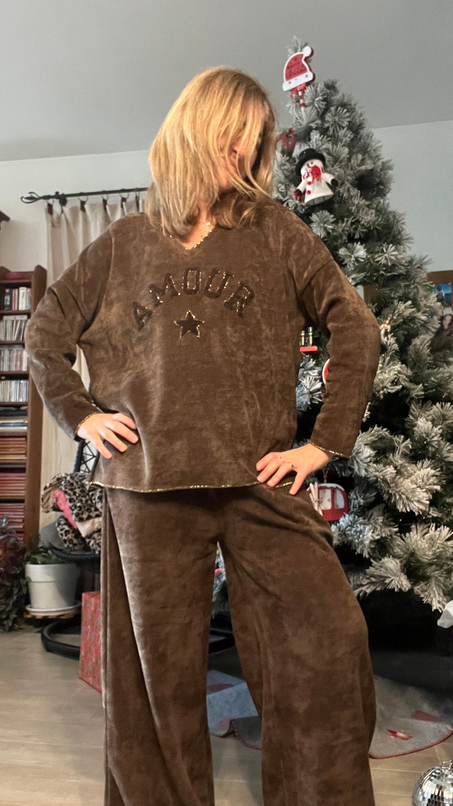 TUNIQUE VELOURS CHOCOLAT AMOUR