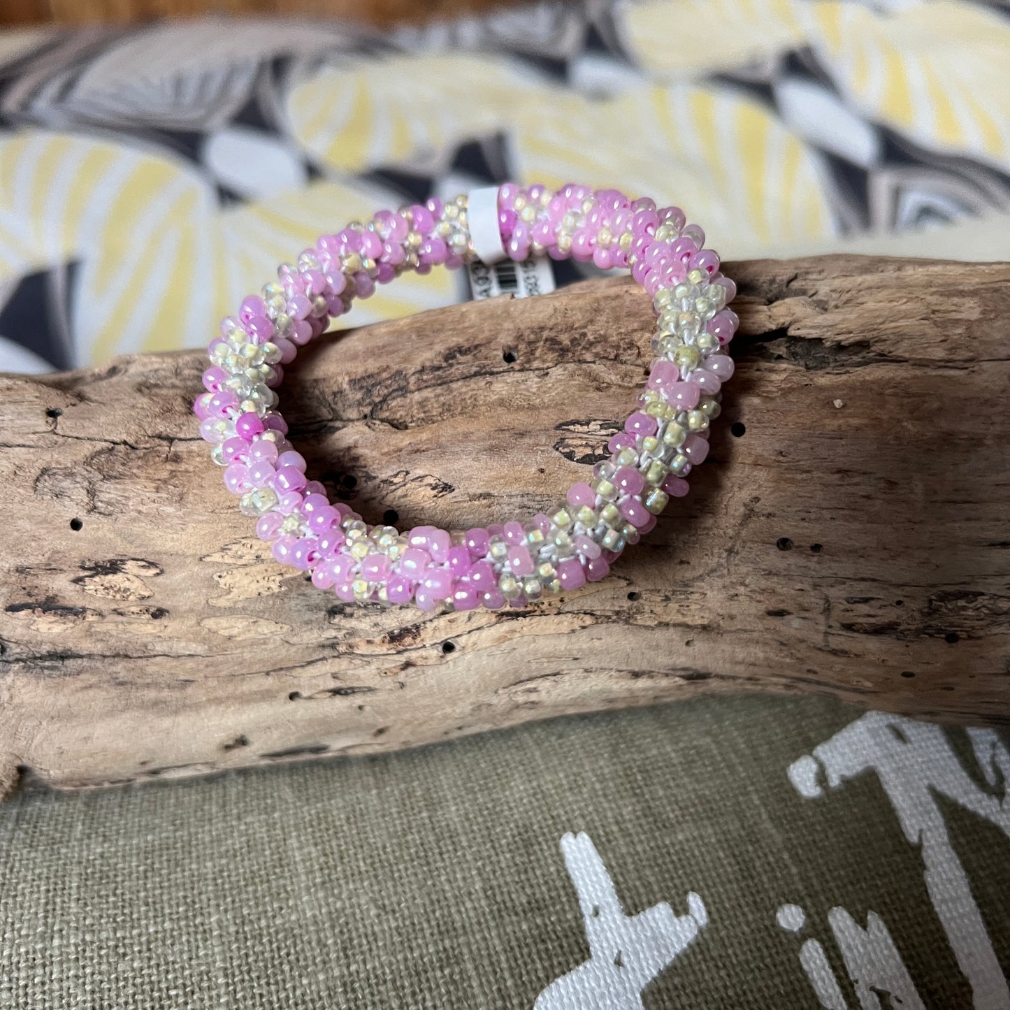 BRACELET MINI PERLES RONDES "PARME/BLANC