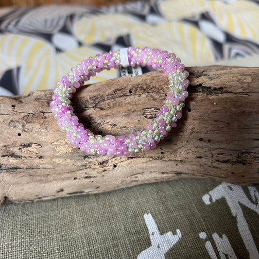 BRACELET MINI PERLES RONDES "PARME/BLANC